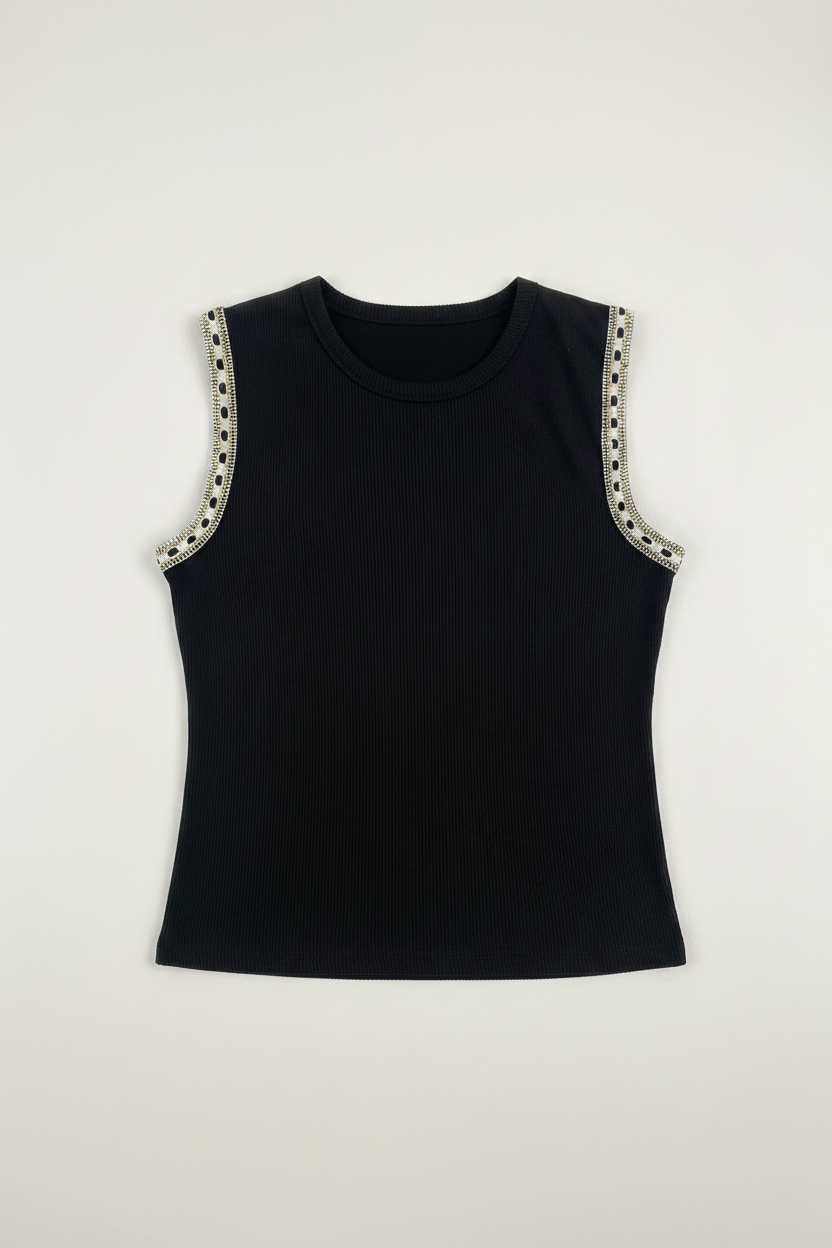 T-shirt con passamaneria|Colore:Nero