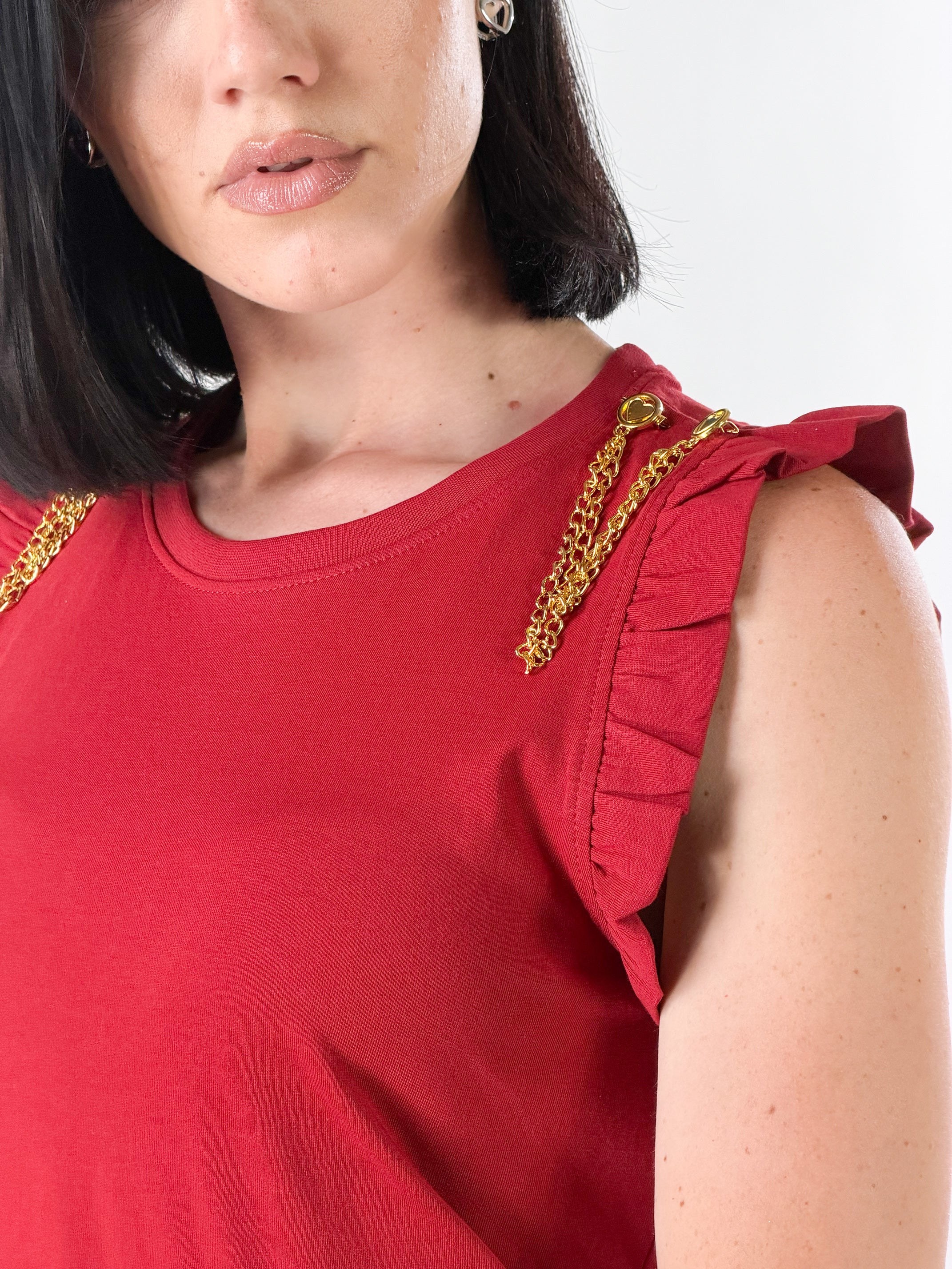 T-shirt con accessorio|Colore:Rosso india