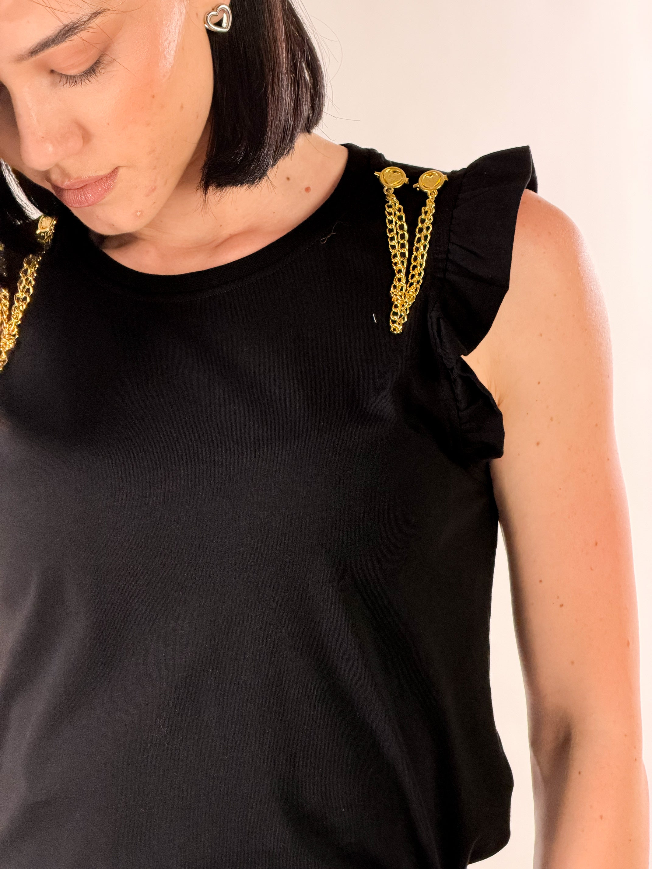 T-shirt con accessorio|Colore:Nero
