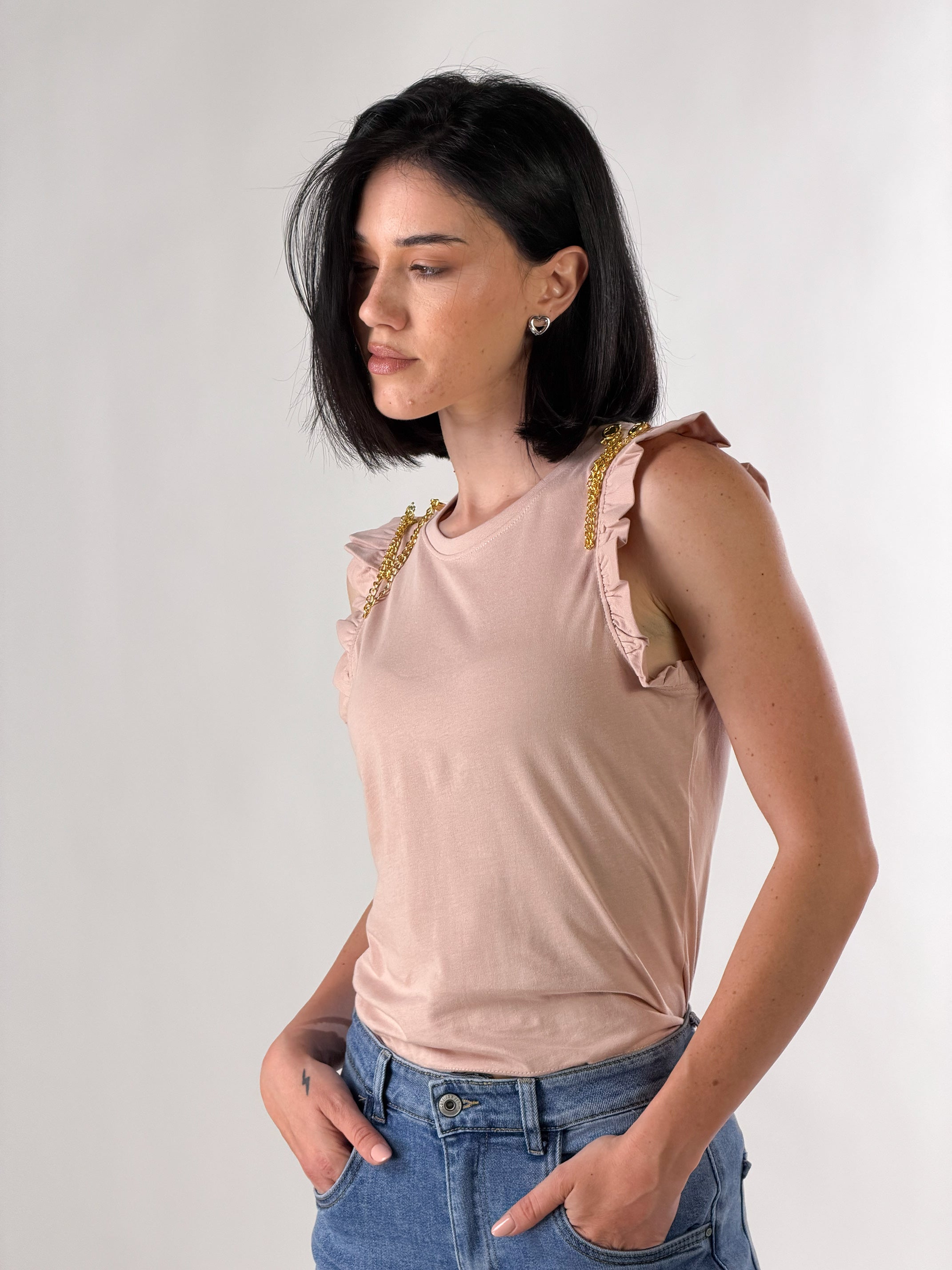 T-shirt con accessorio|Colore:Cipria