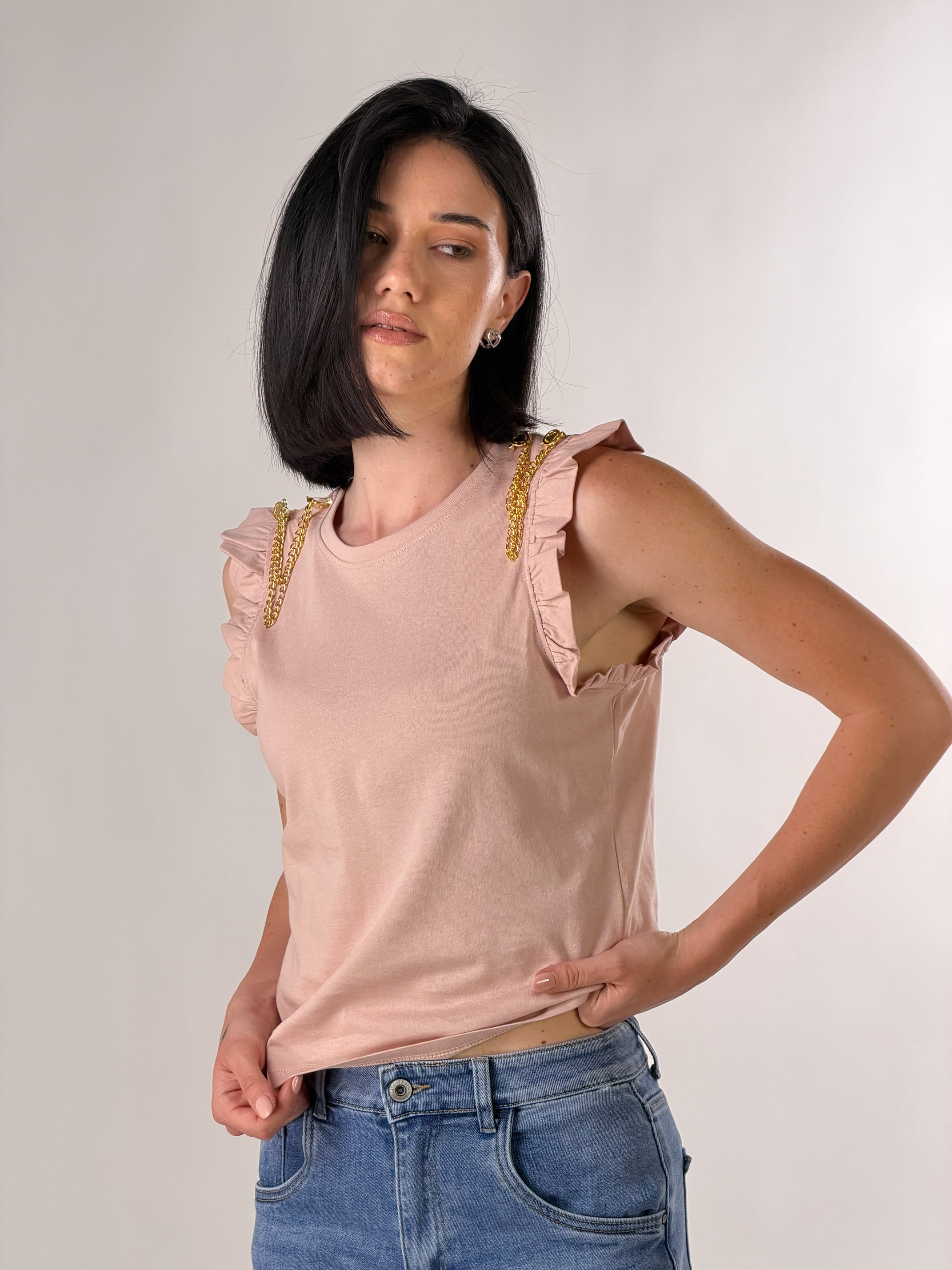 T-shirt con accessorio|Colore:Cipria