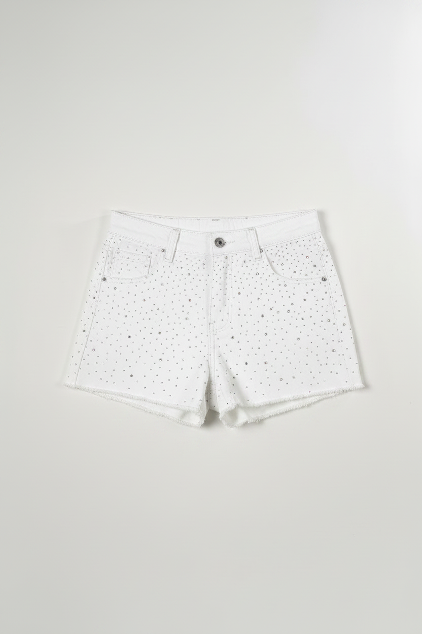 Shorts White Strass|Colore:Bianco