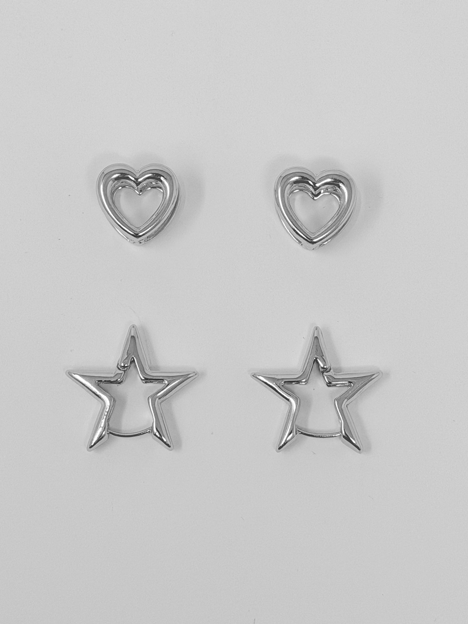 Set orecchini stella e cuore|Colore:Argento