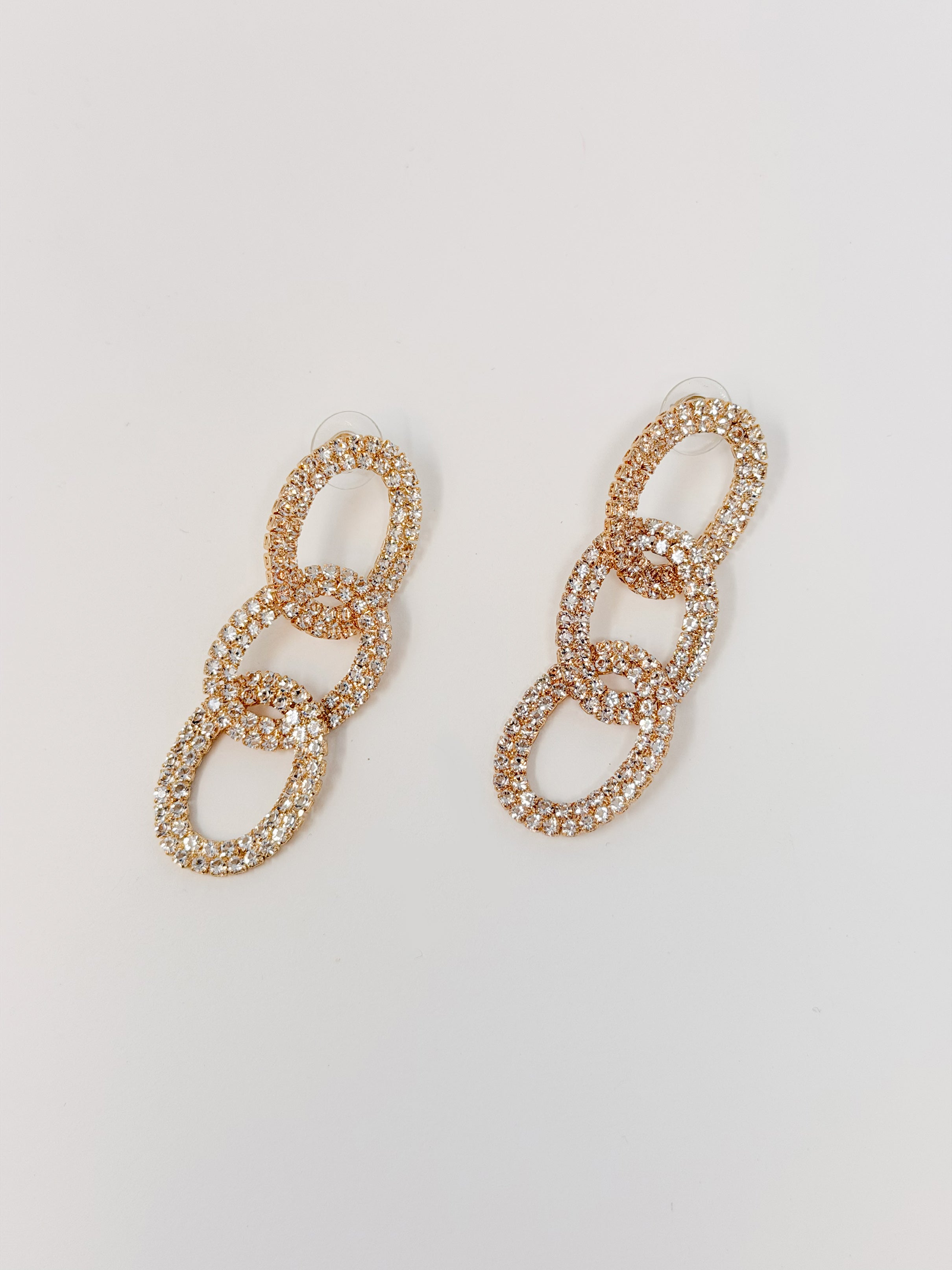 Orecchini catena con strass|Colore:Oro