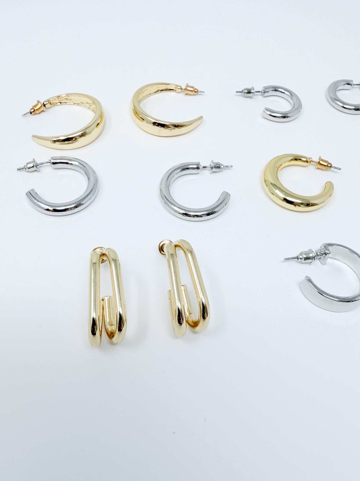 Set Orecchini misti geometrici|Colore:Oro/argento
