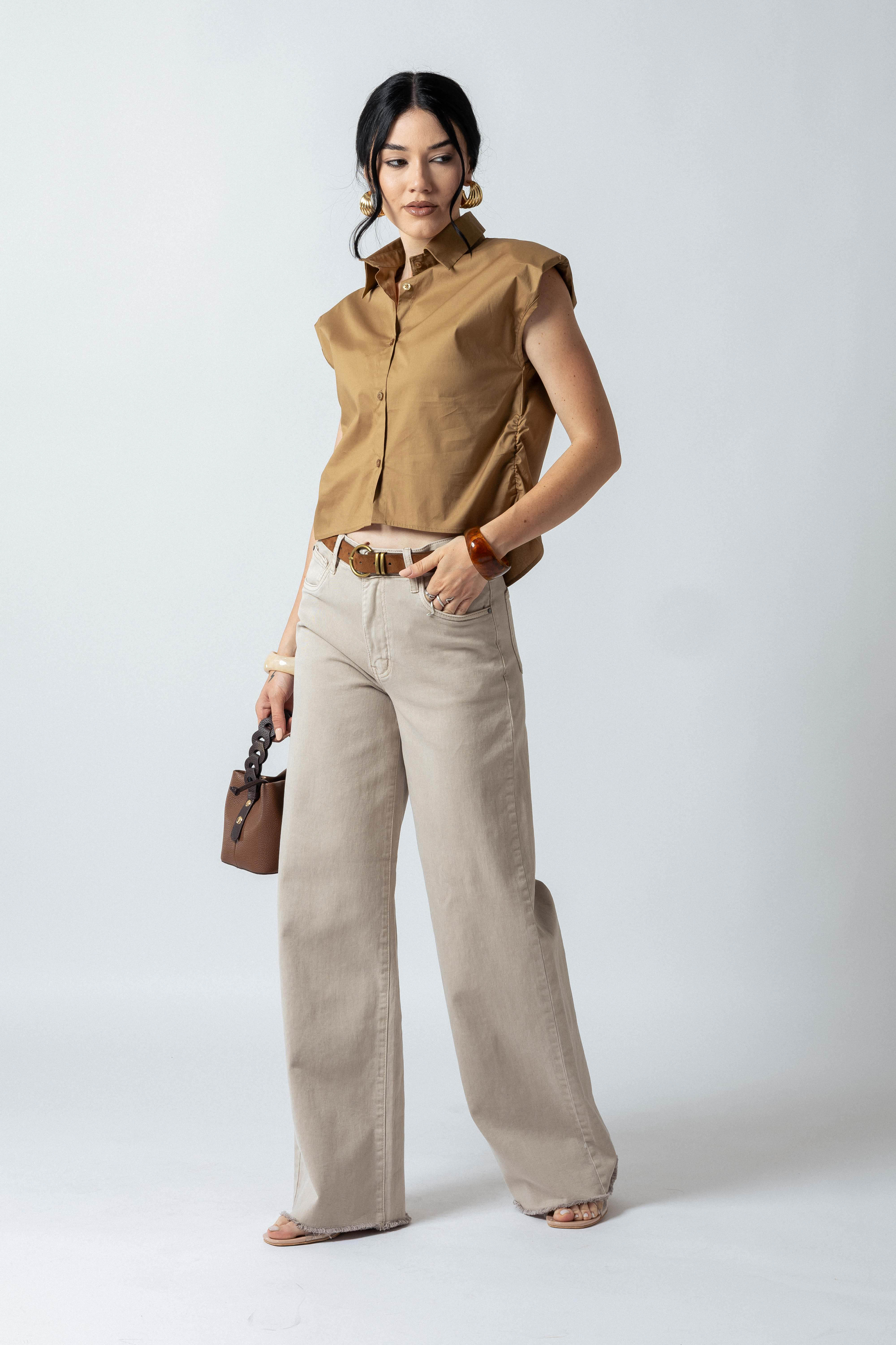 Camicia con spalline|Colore:Cammello