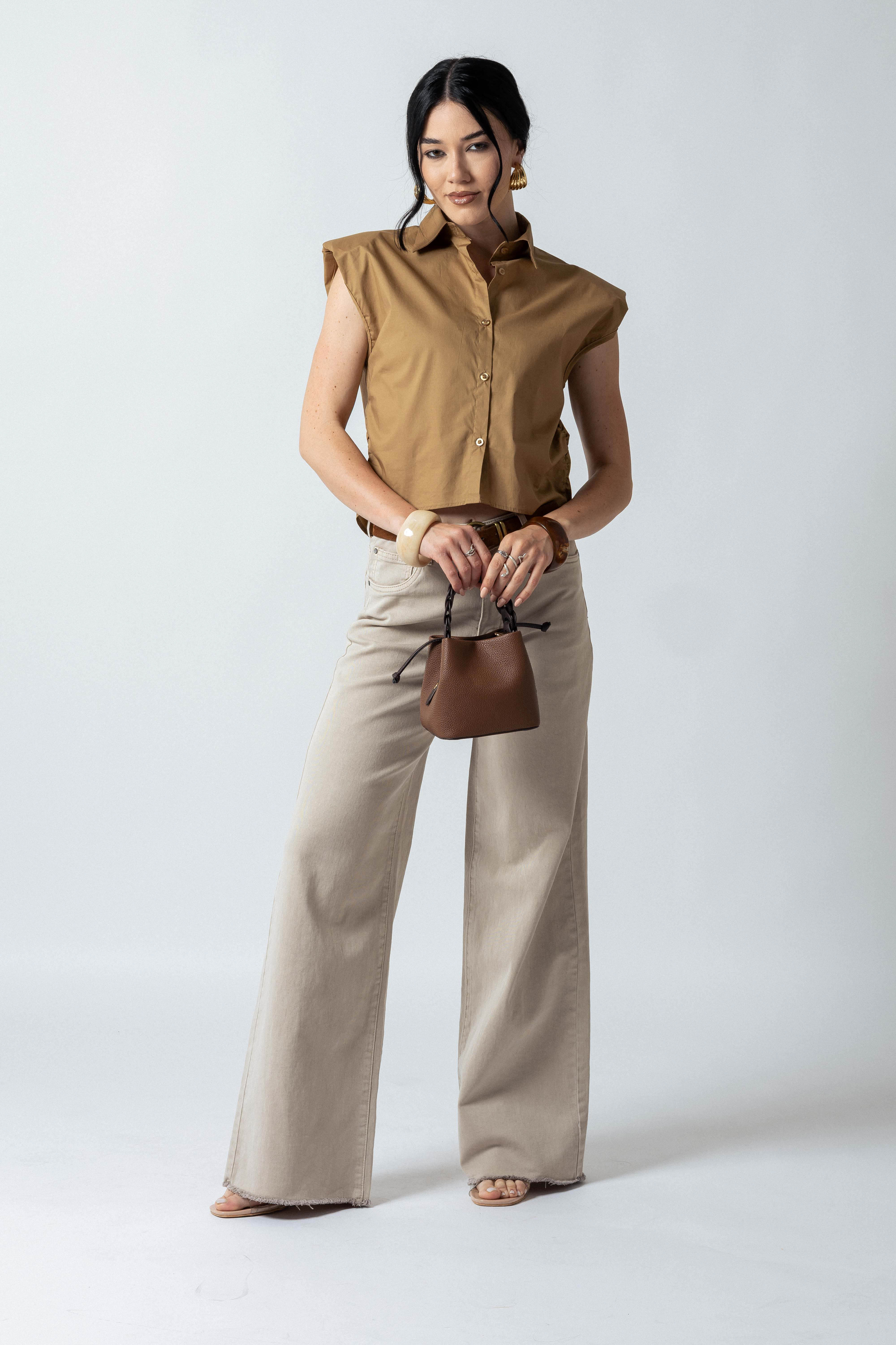 Camicia con spalline|Colore:Cammello