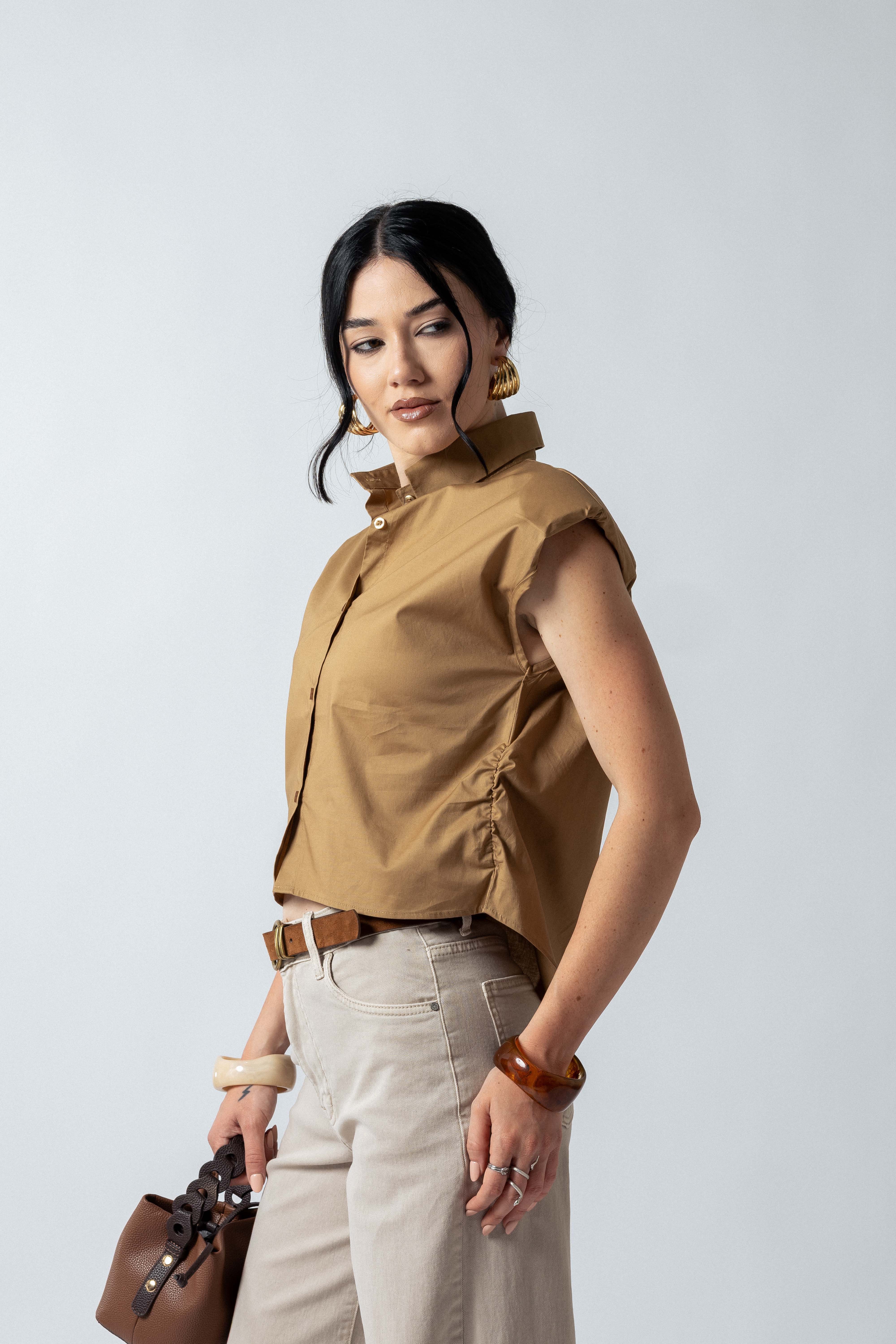 Camicia con spalline|Colore:Cammello