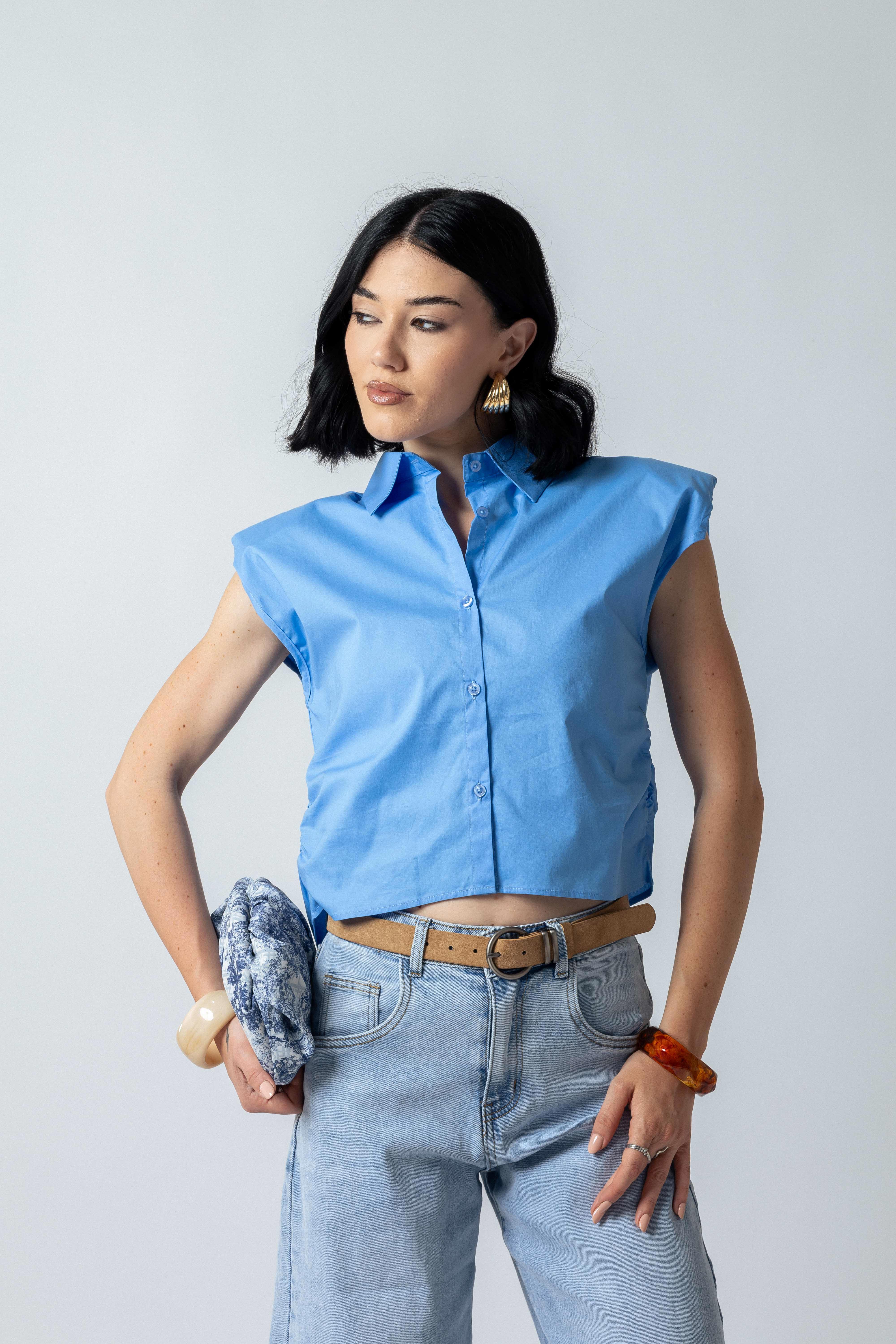 Camicia con spalline|Colore:Celeste