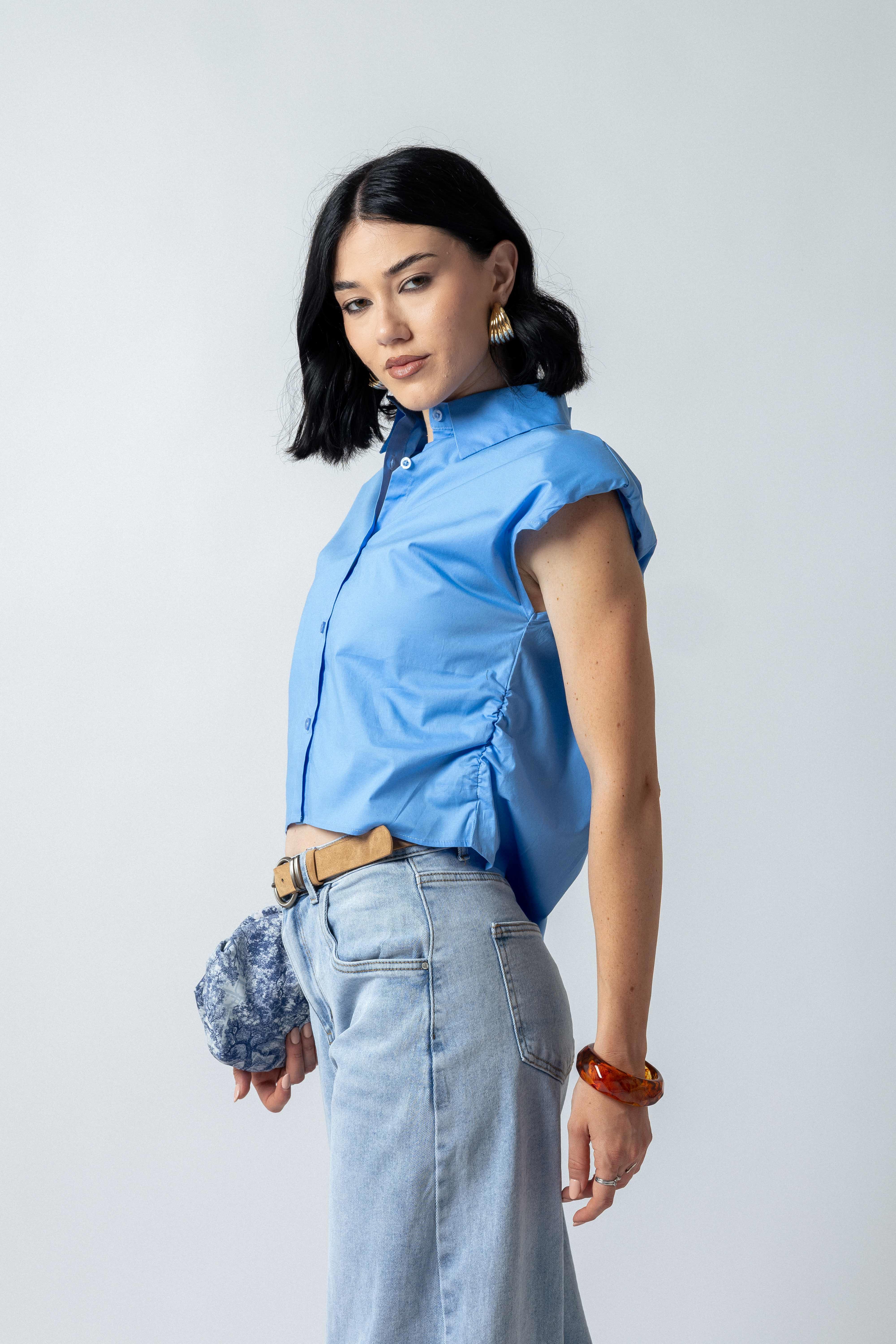 Camicia con spalline|Colore:Celeste