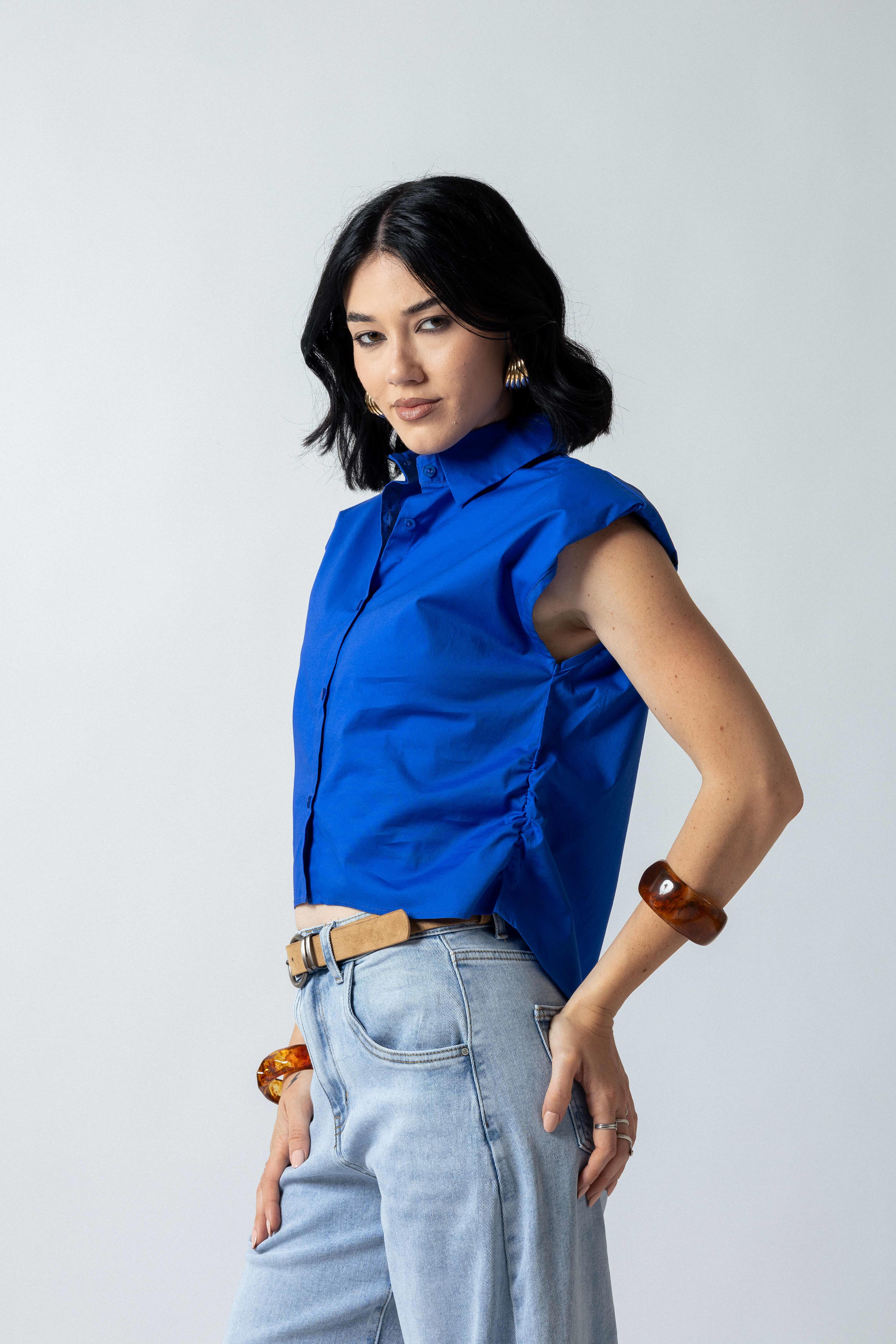 Camicia con spalline|Colore:Blu royal