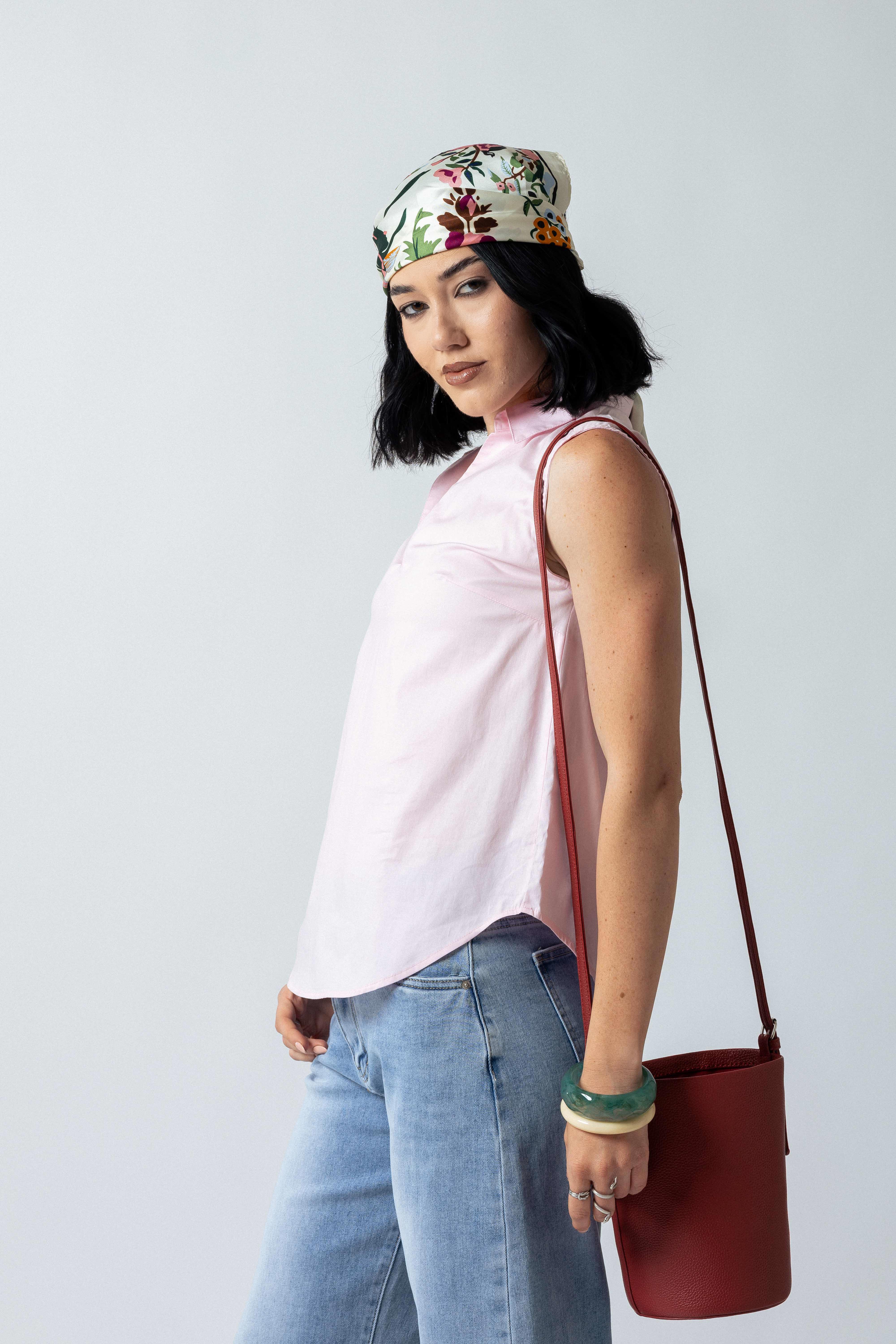 Camicia scollo a V senza bottoni|Colore:Rosa chiaro