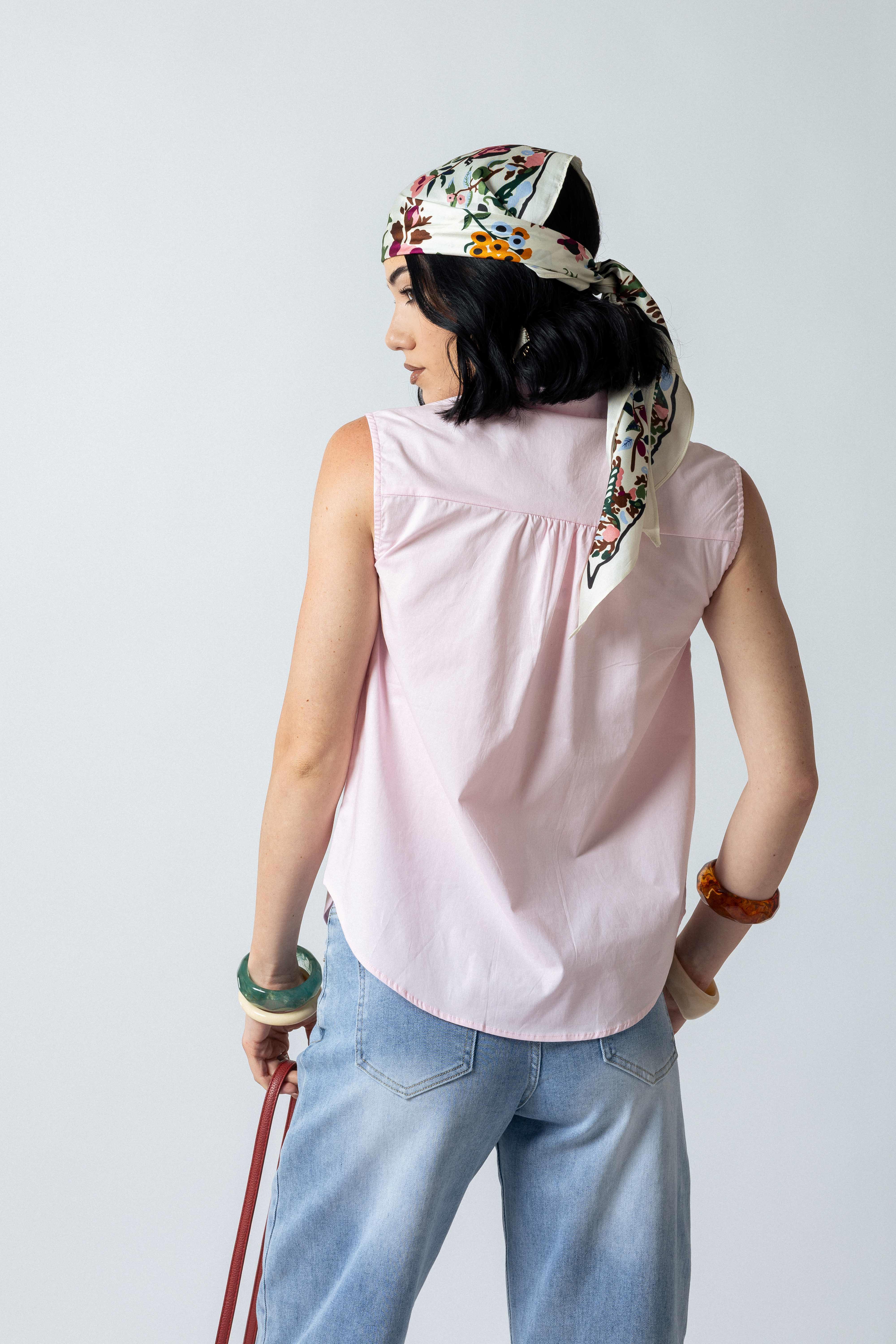 Camicia scollo a V senza bottoni|Colore:Rosa chiaro