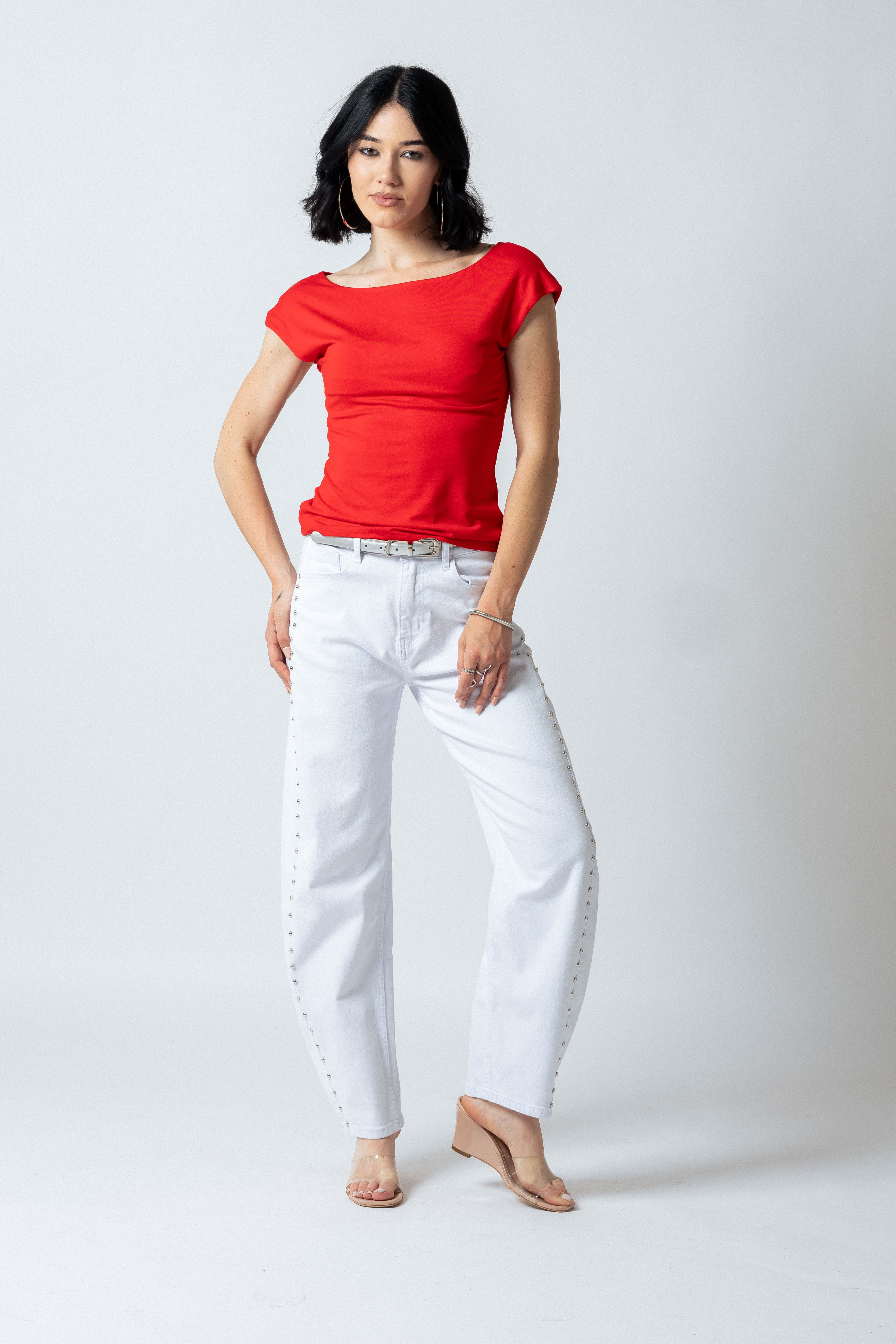 Maglia scollo barca |Colore:Rosso