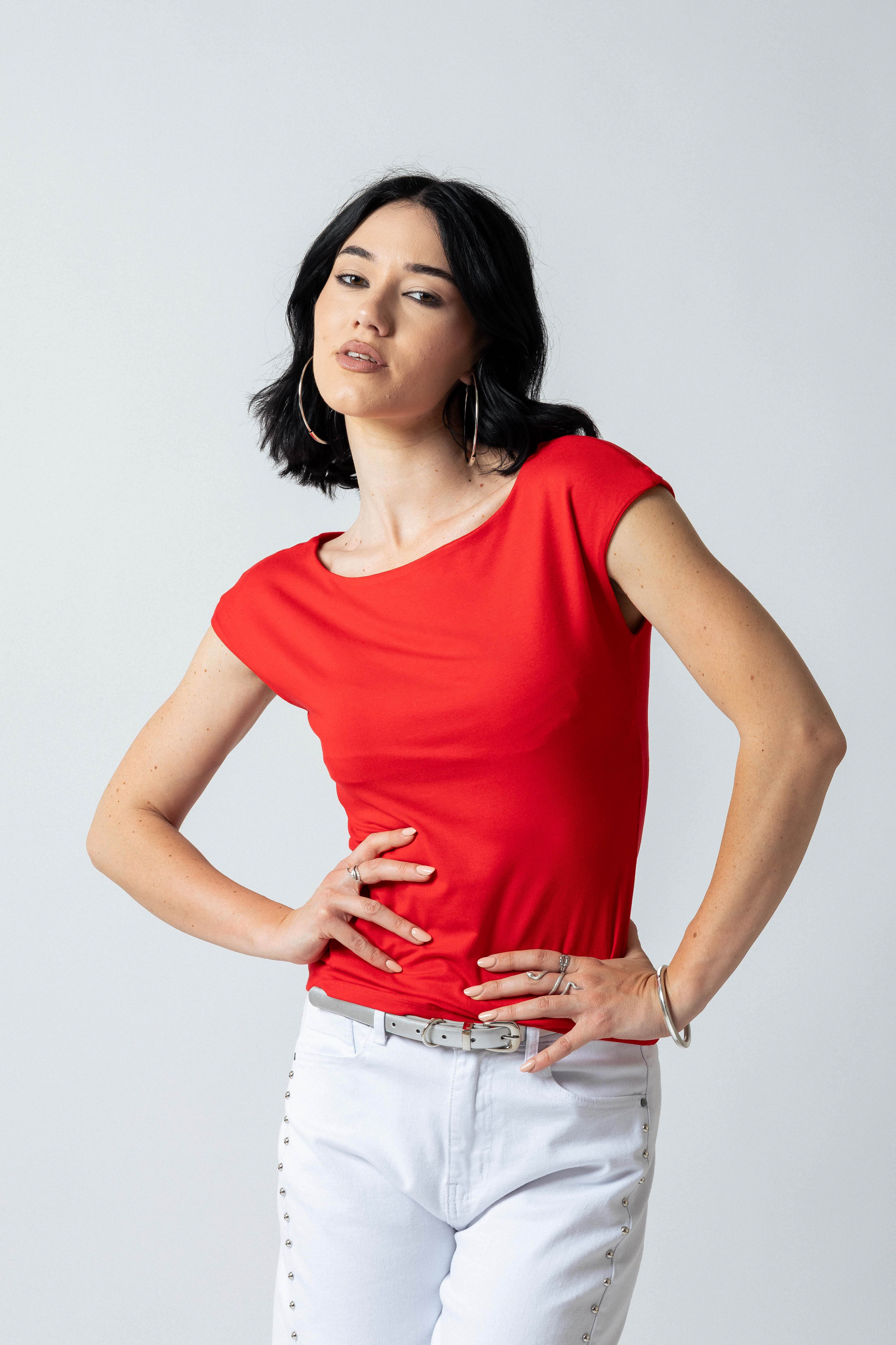 Maglia scollo barca |Colore:Rosso