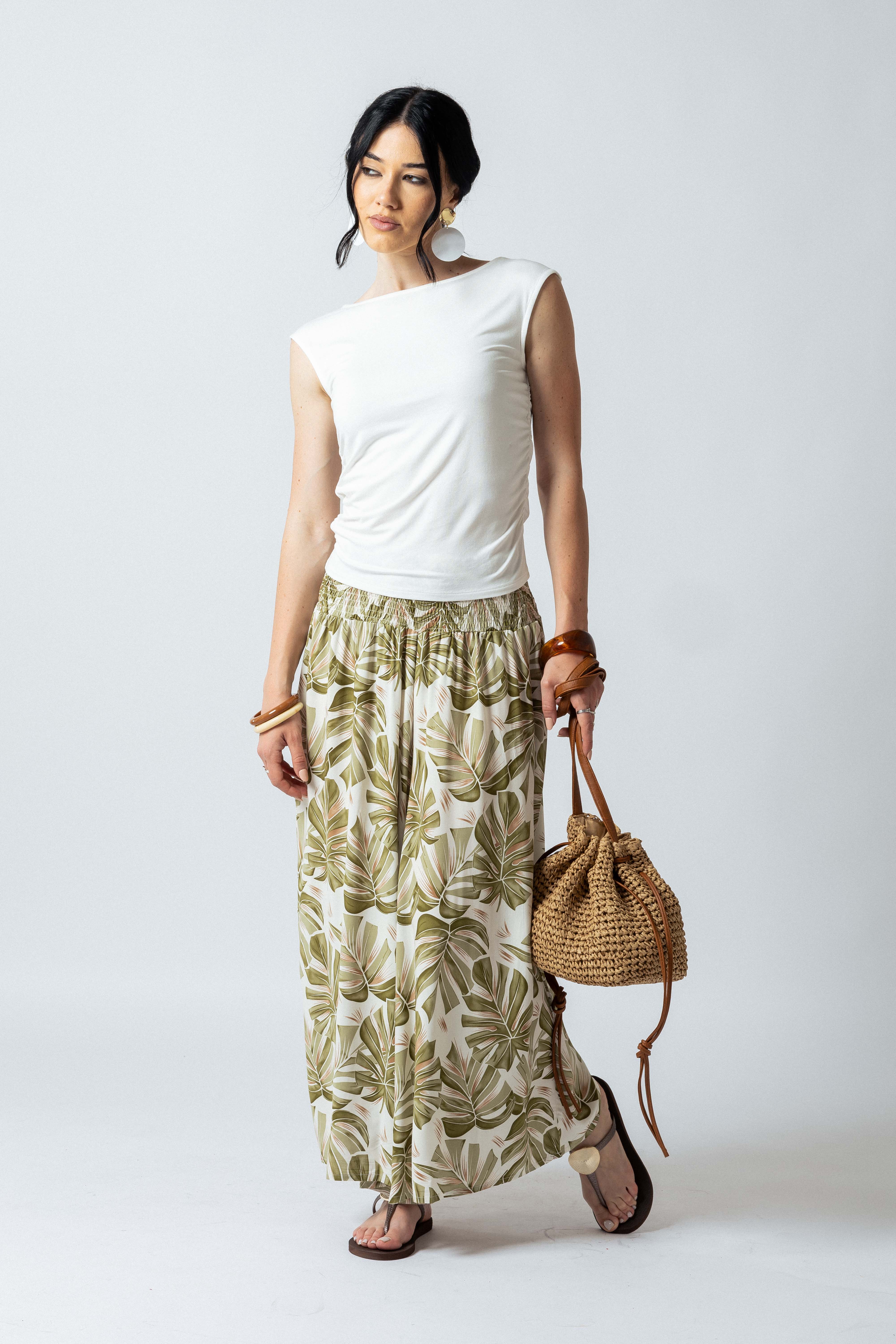Pantalone Harem fantasia foglie tropicali|Colore:Verde