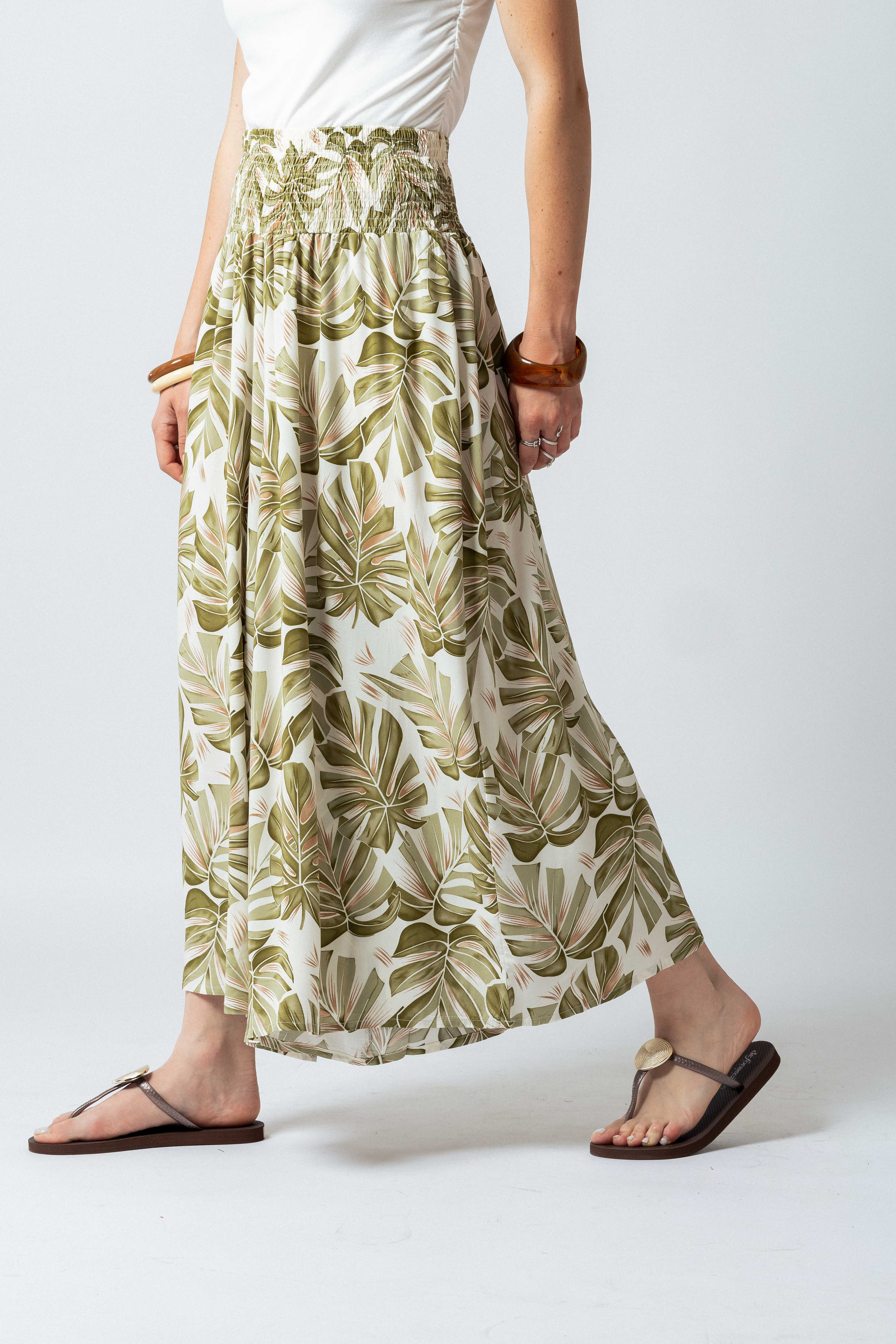Pantalone Harem fantasia foglie tropicali|Colore:Verde