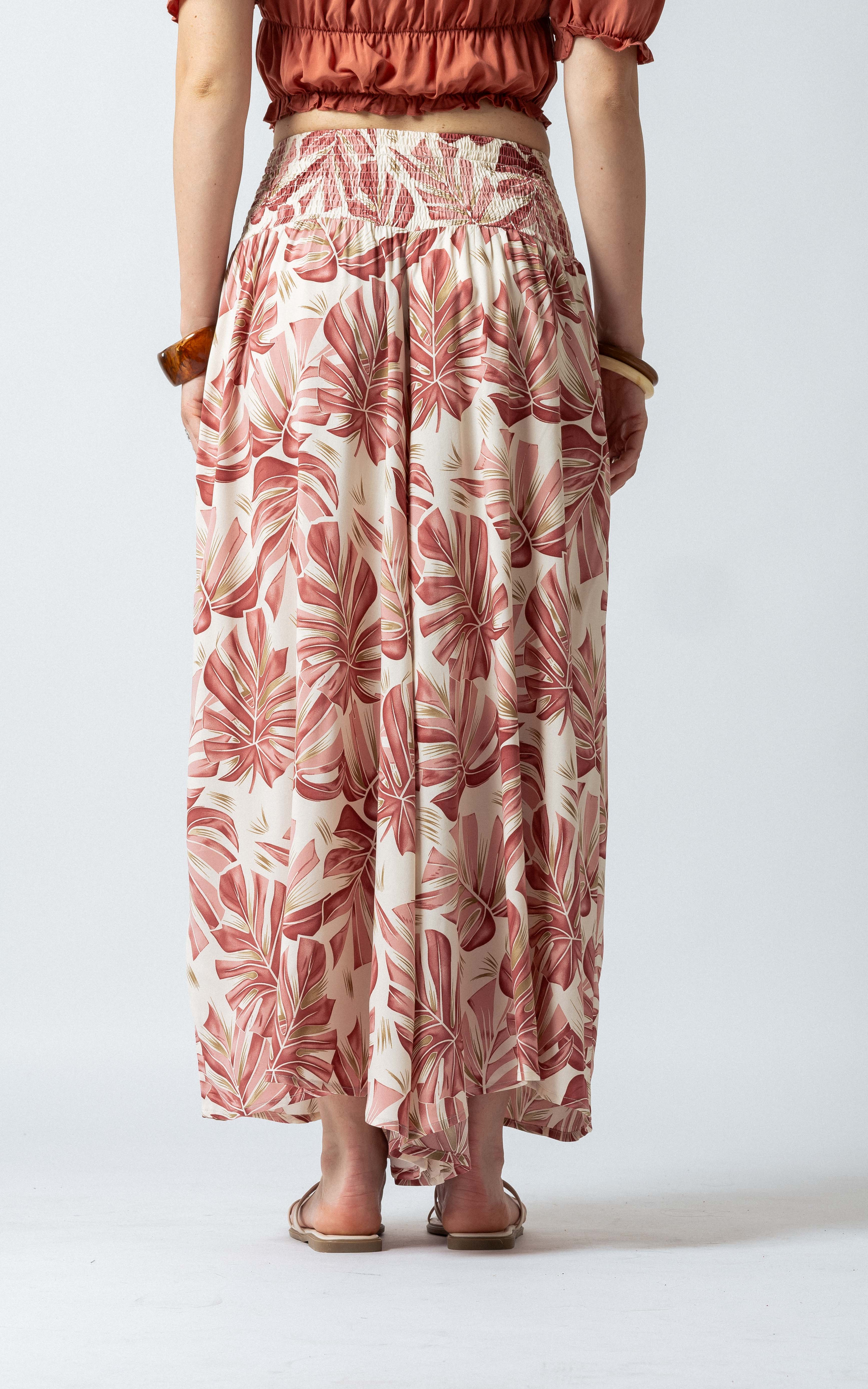 Pantalone Harem fantasia foglie tropicali|Colore:Rosa