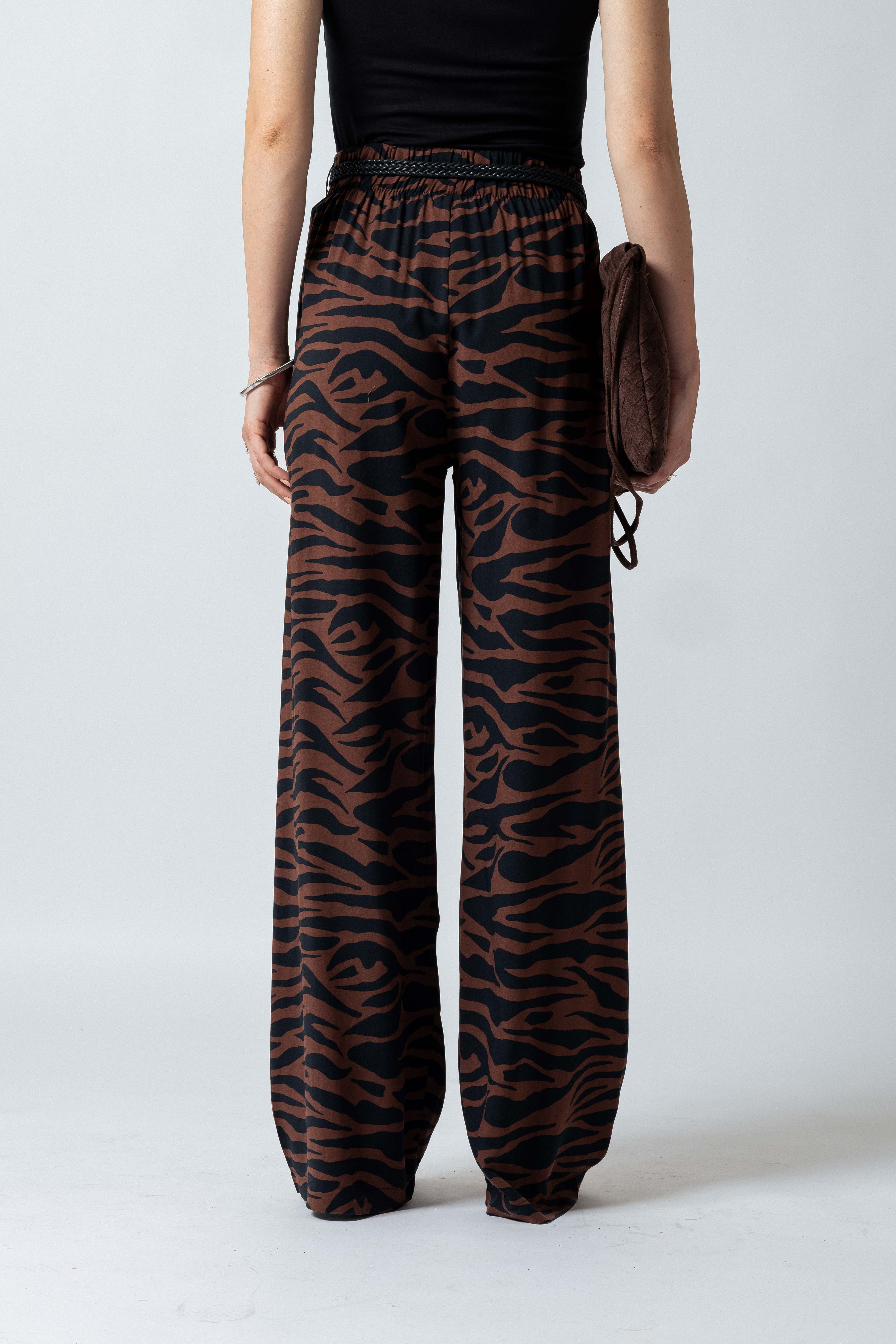 Pantalone palazzo zebrato|Colore:Nero/tabacco