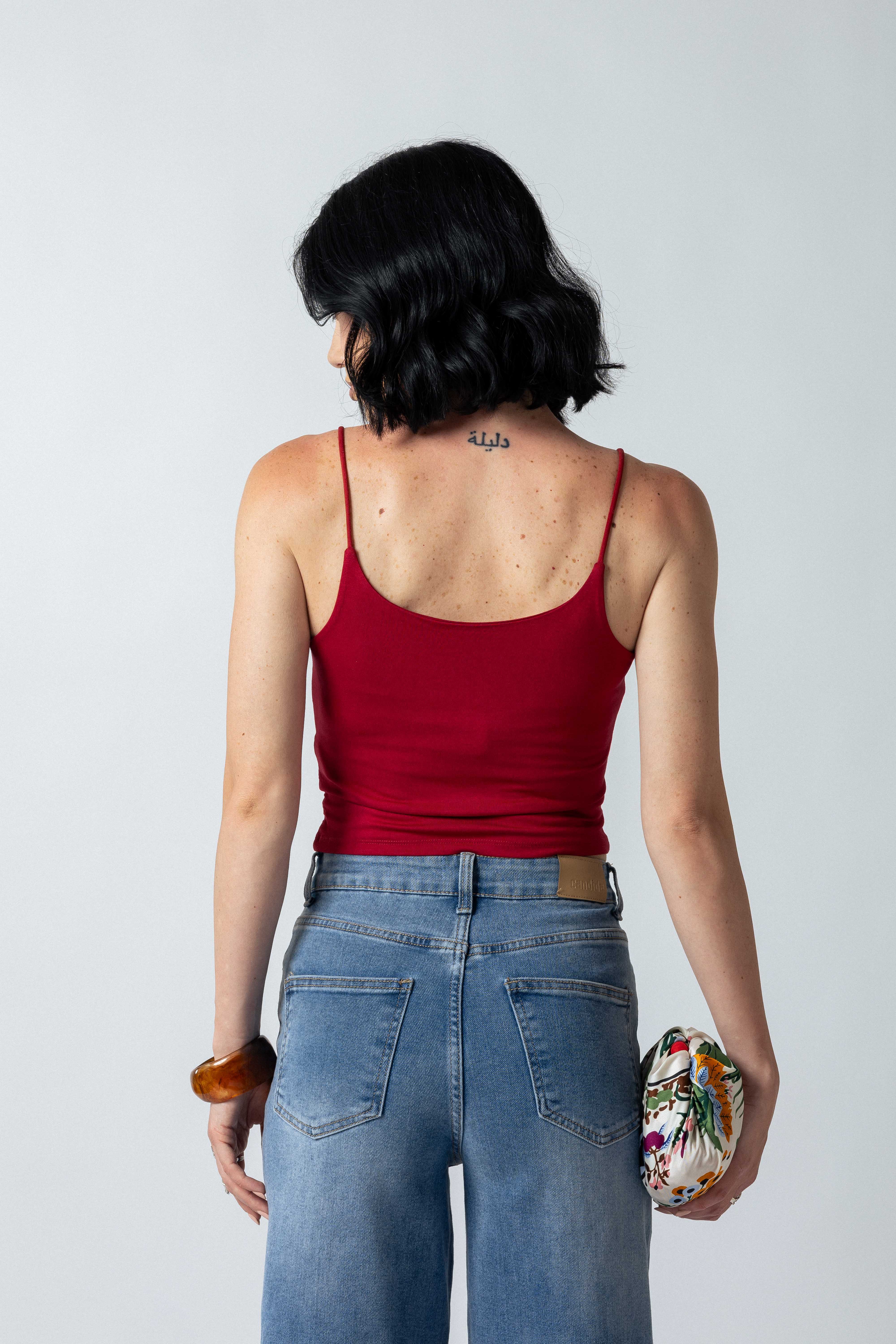 Top bretelle sottili scollo tondo|Colore:Rosso india
