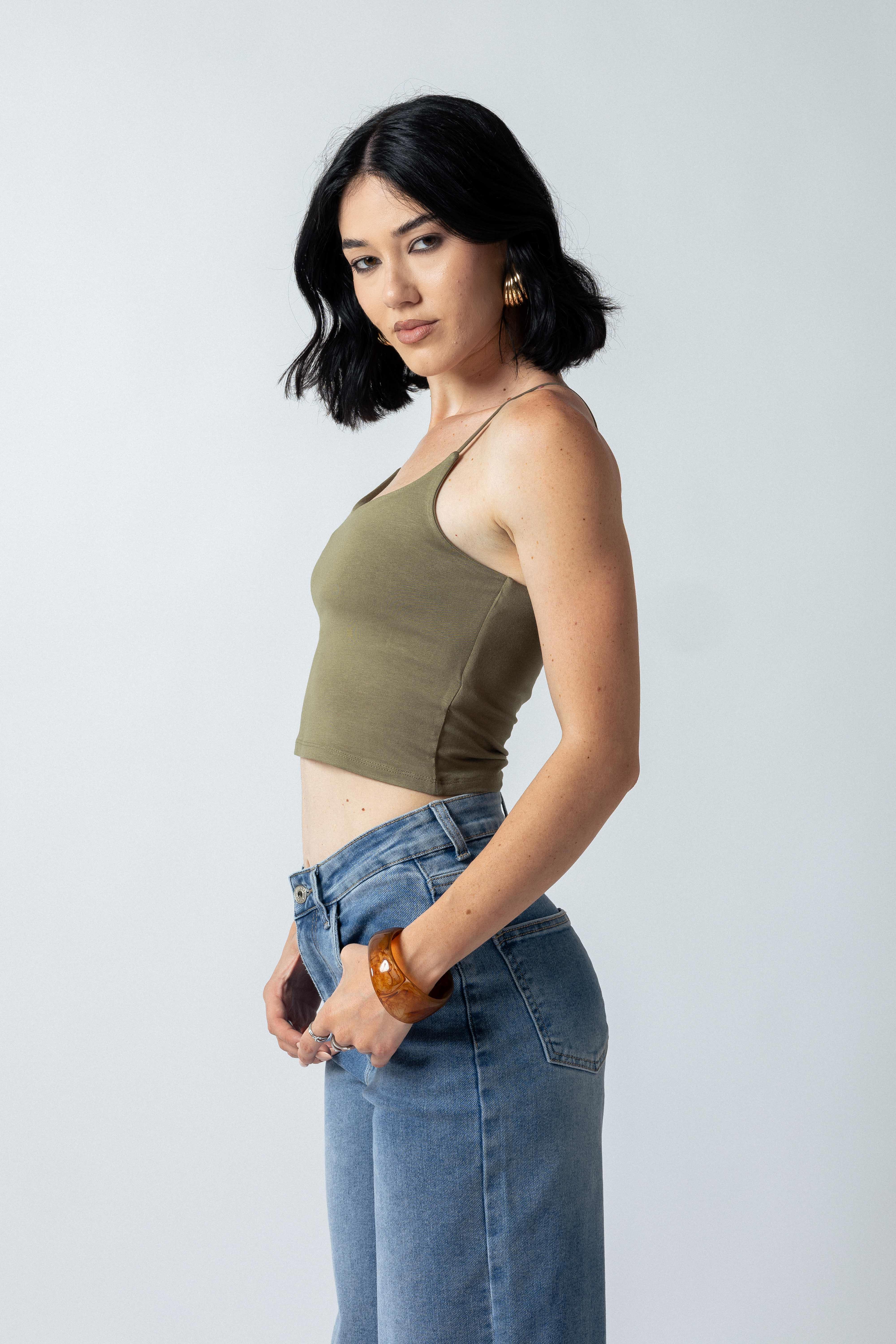 Top bretelle sottili scollo tondo|Colore:Salvia