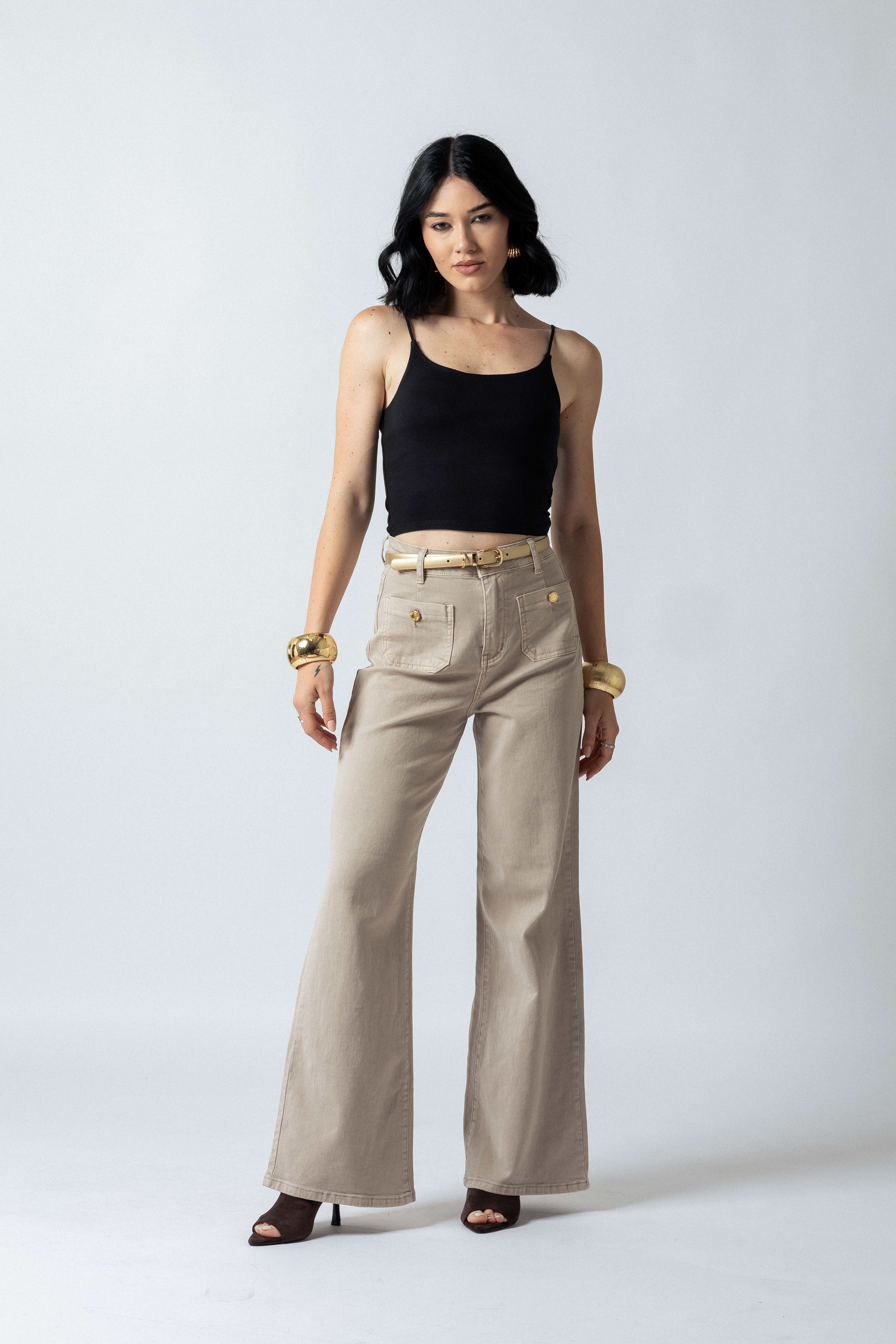 Top bretelle sottili scollo tondo|Colore:Nero