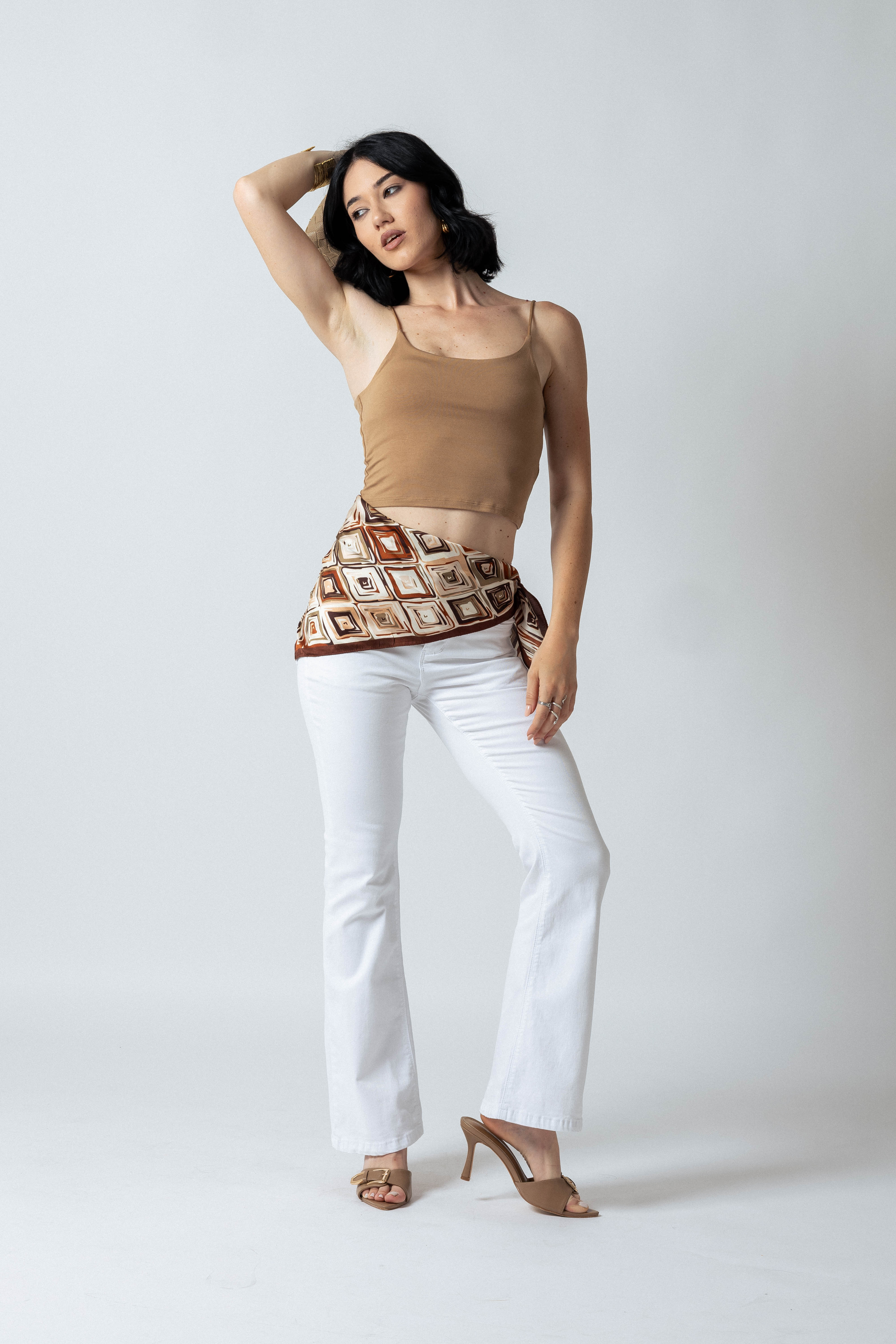 Top bretelle sottili scollo tondo|Colore:Cammello