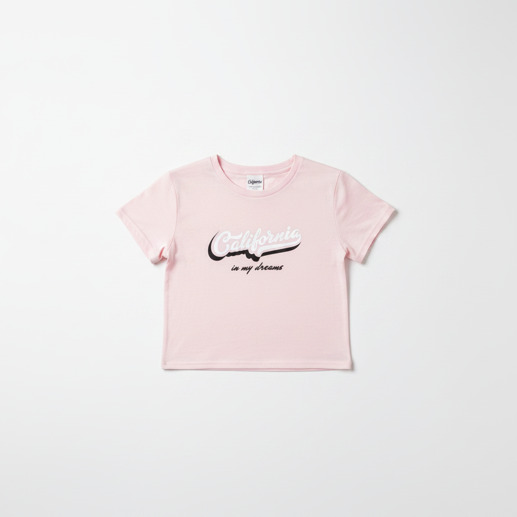 T-Shirt crop con stampa|Colore:Rosa chiaro