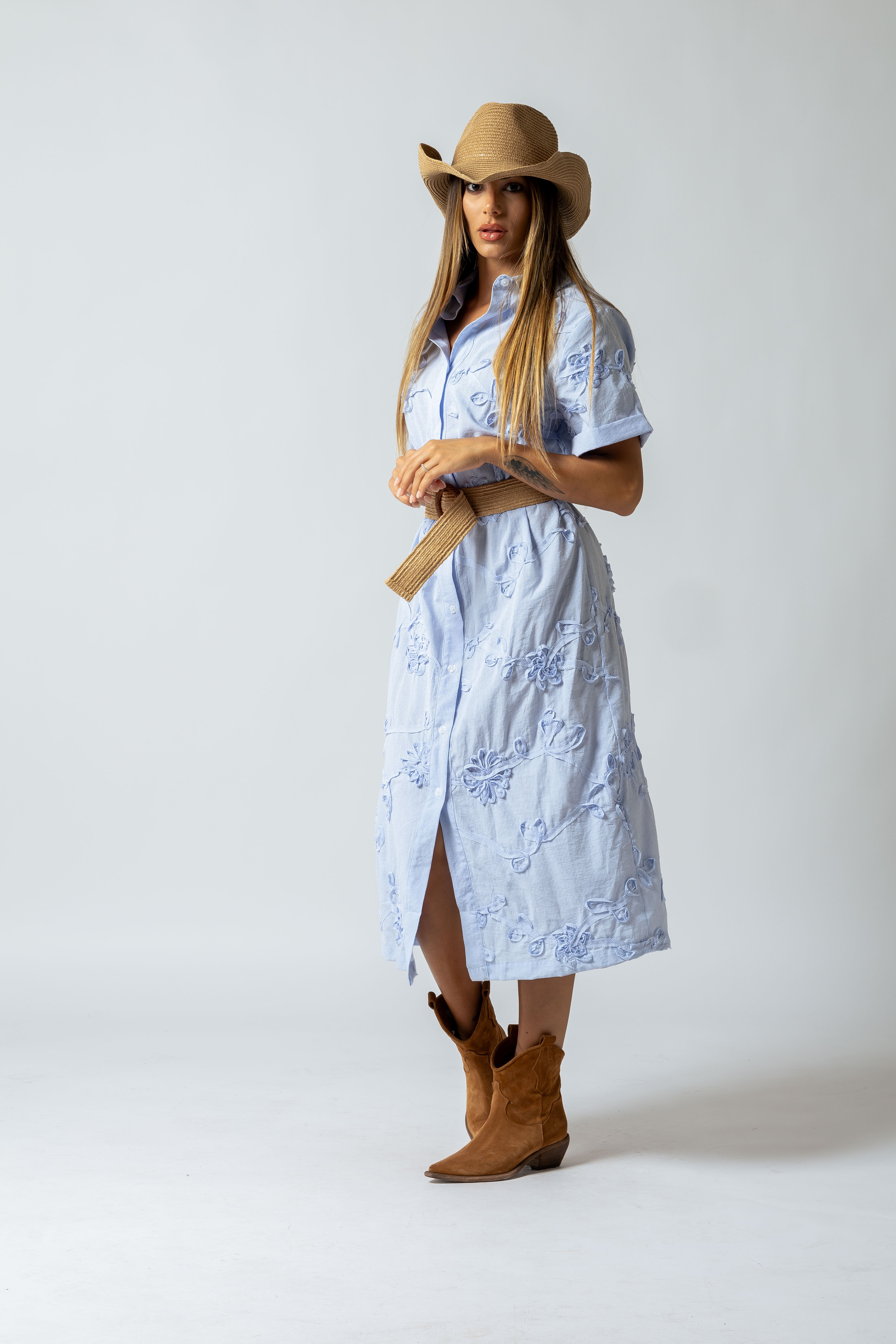 Abito chemisier con cintura|Colore:Blu scuro