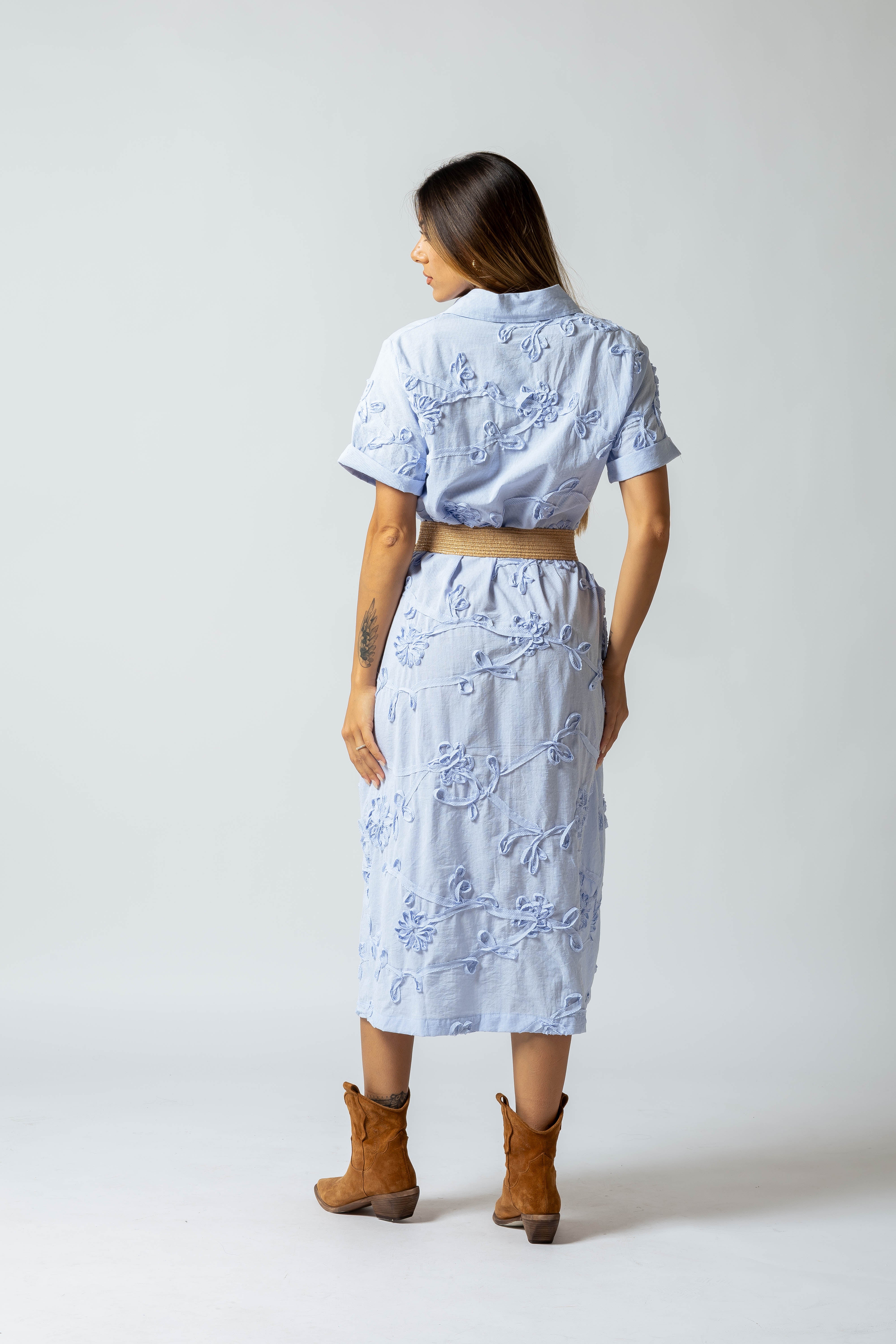 Abito chemisier con cintura|Colore:Blu scuro