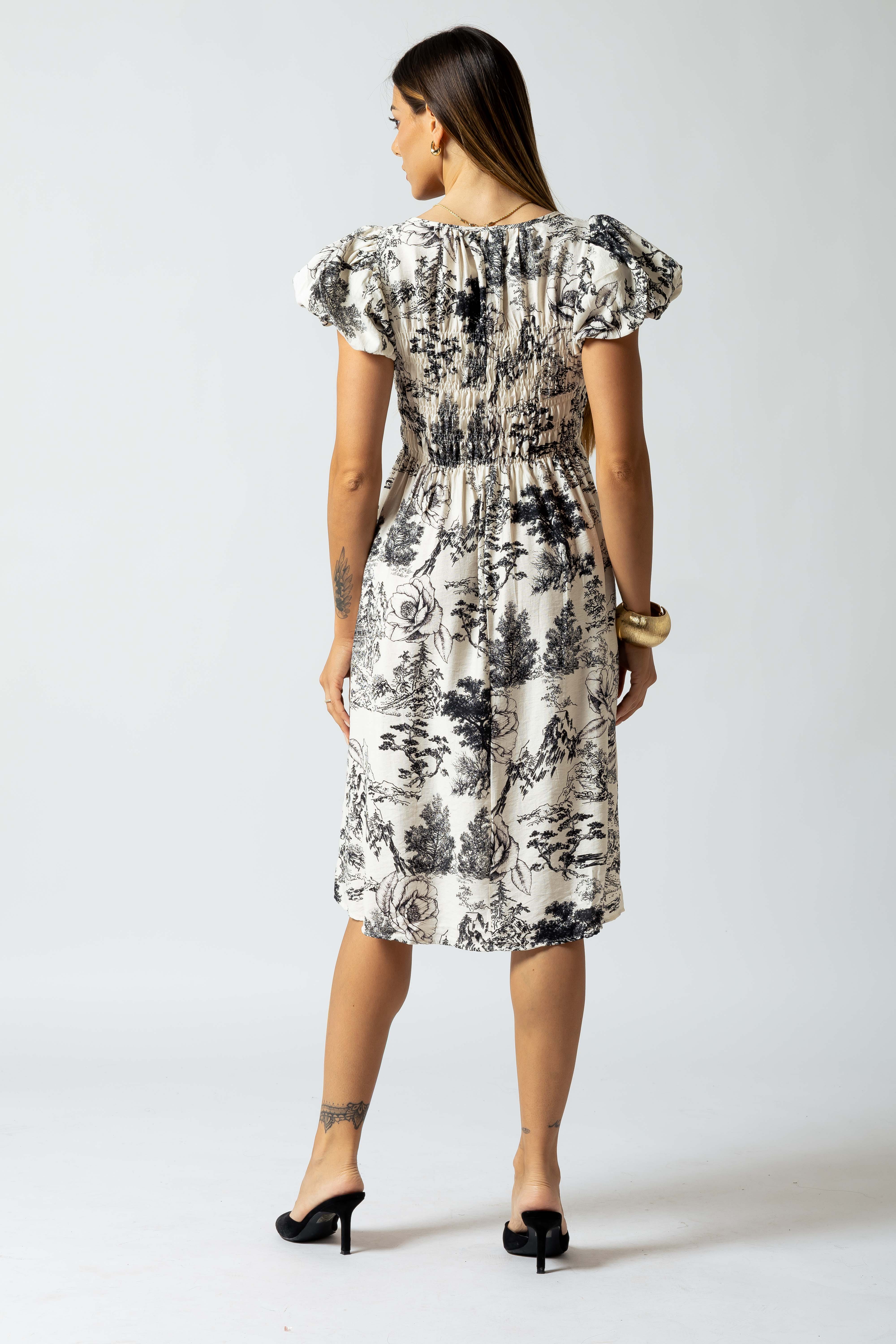 Abito  Toile maniche a sbuffo|Colore:Nero