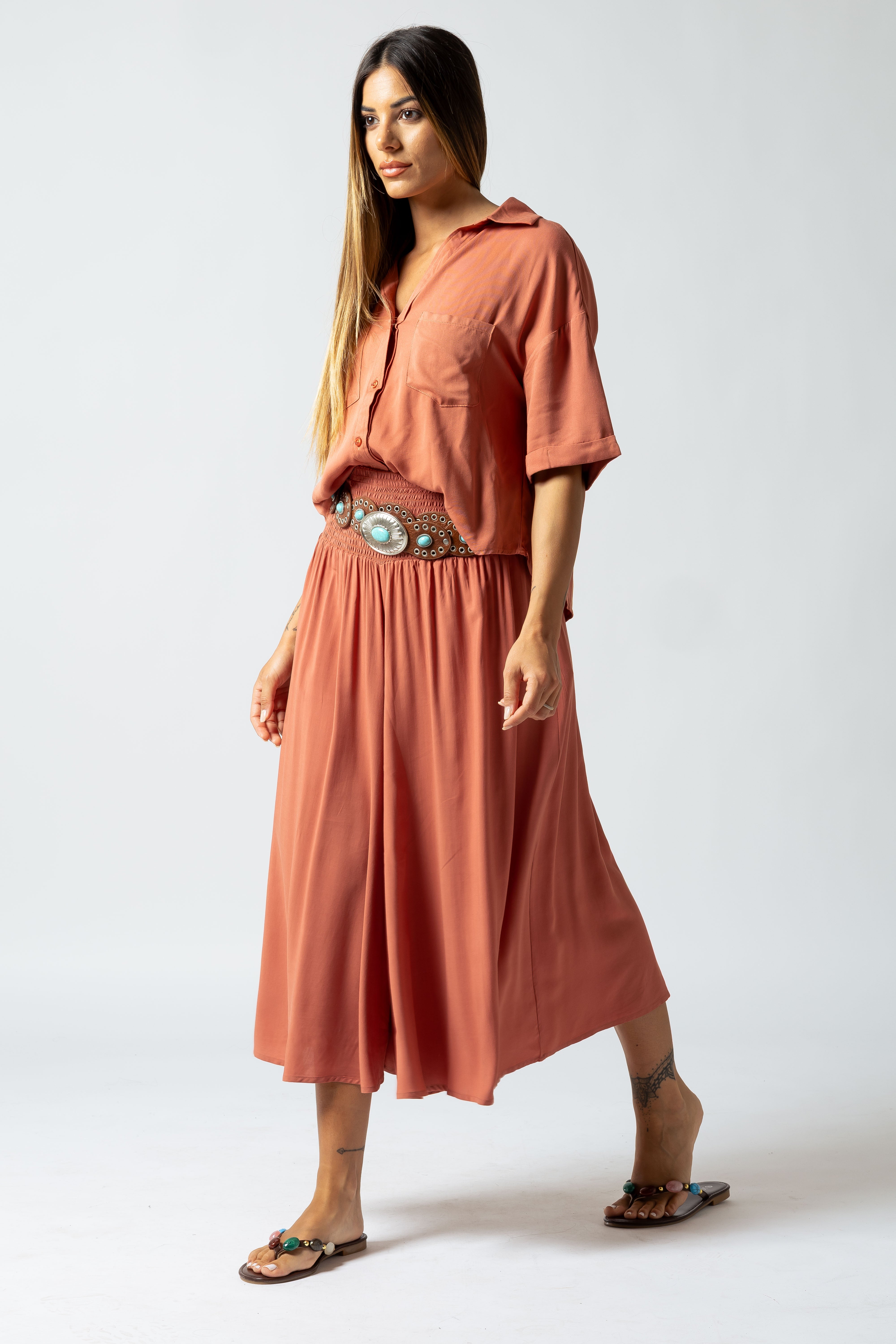 Pantalone Harem midi|Colore:Terracotta