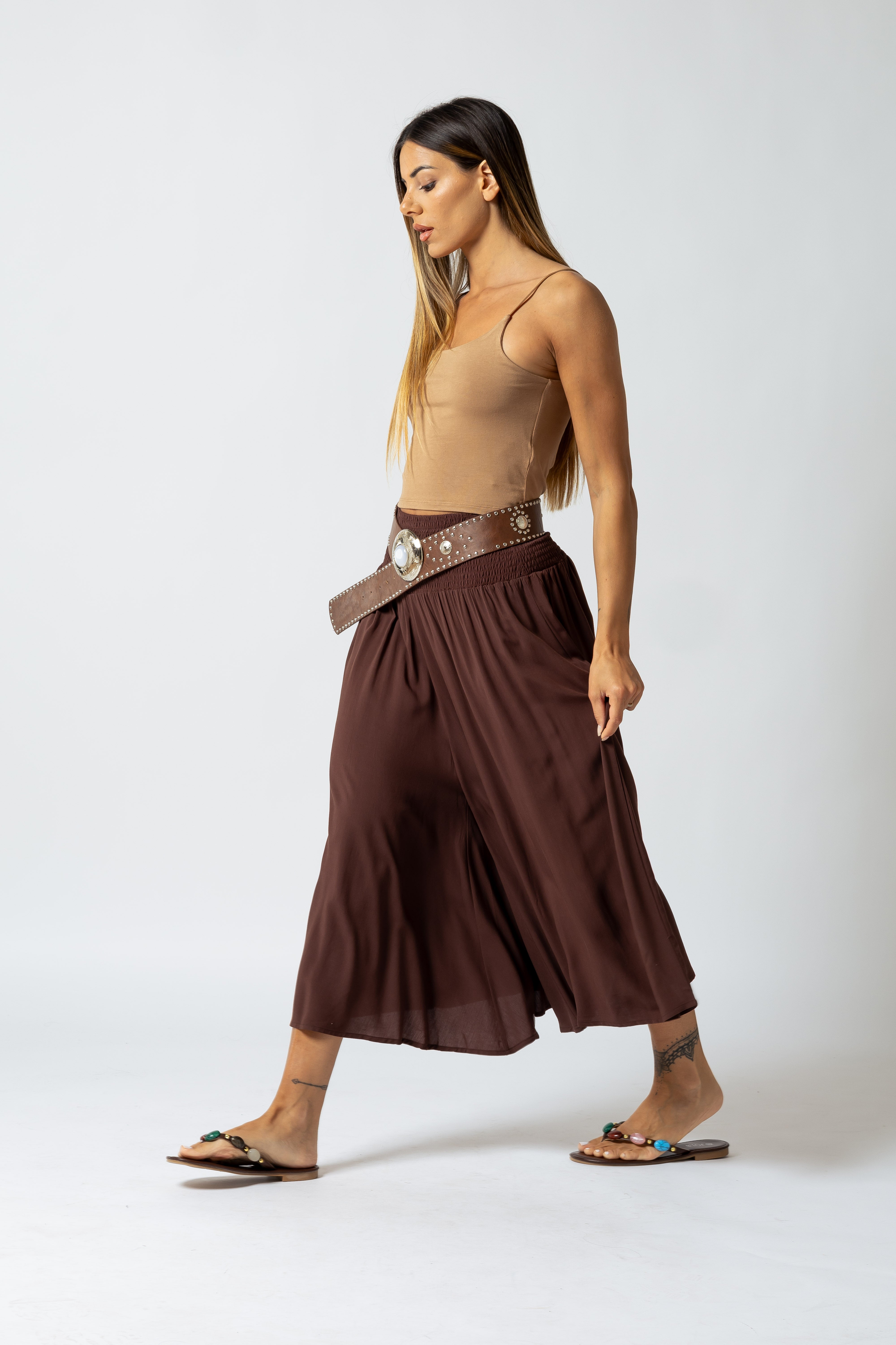 Pantalone Harem midi|Colore:Tabacco