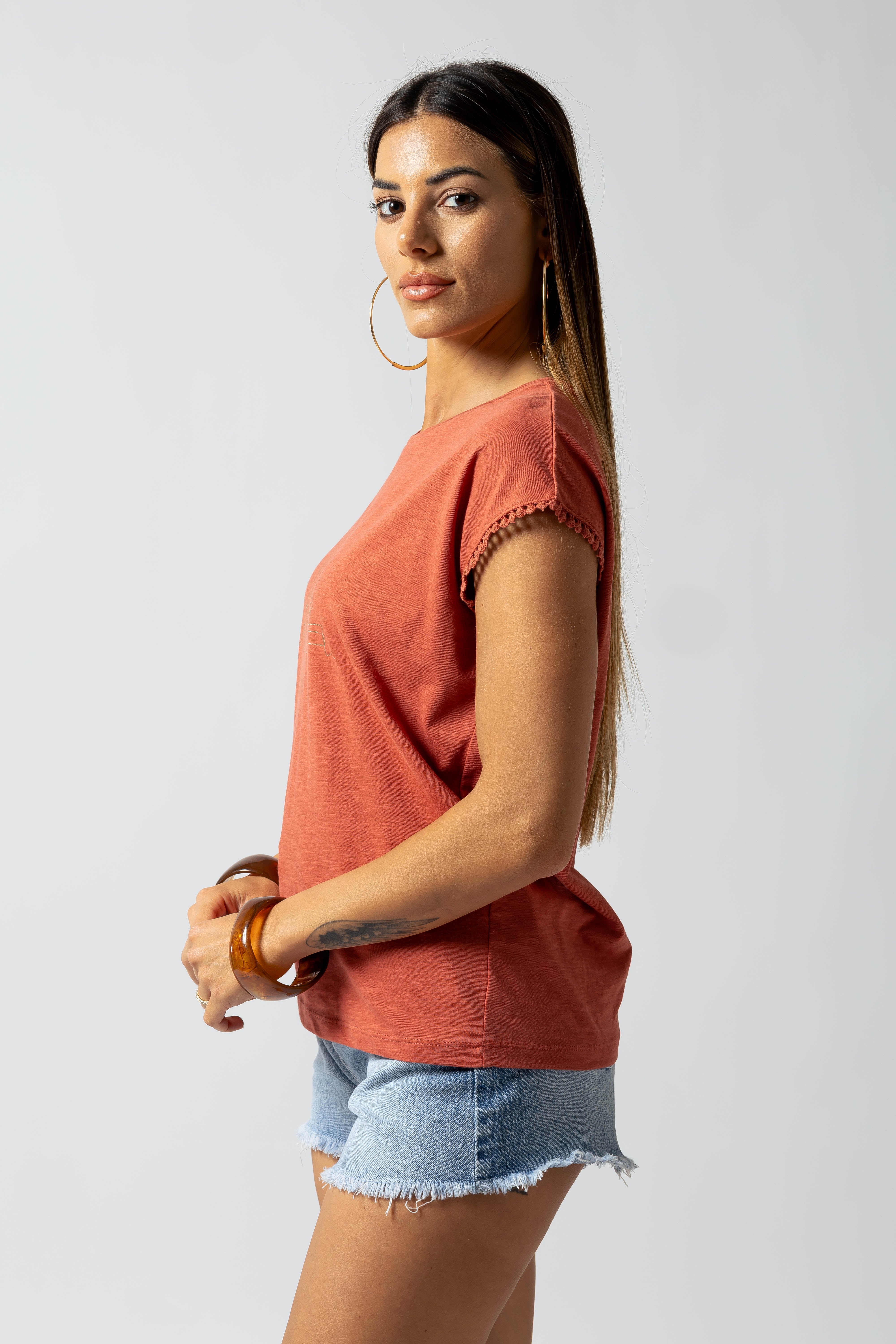 T-Shirt Skiline New York|Colore:Terracotta