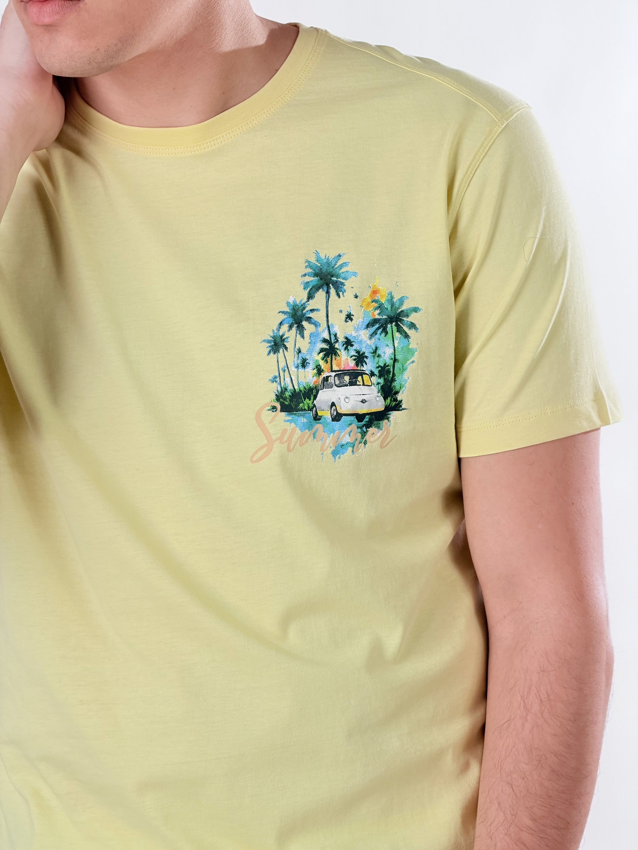 T_shirt summer miami base fit|Colore:Giallo