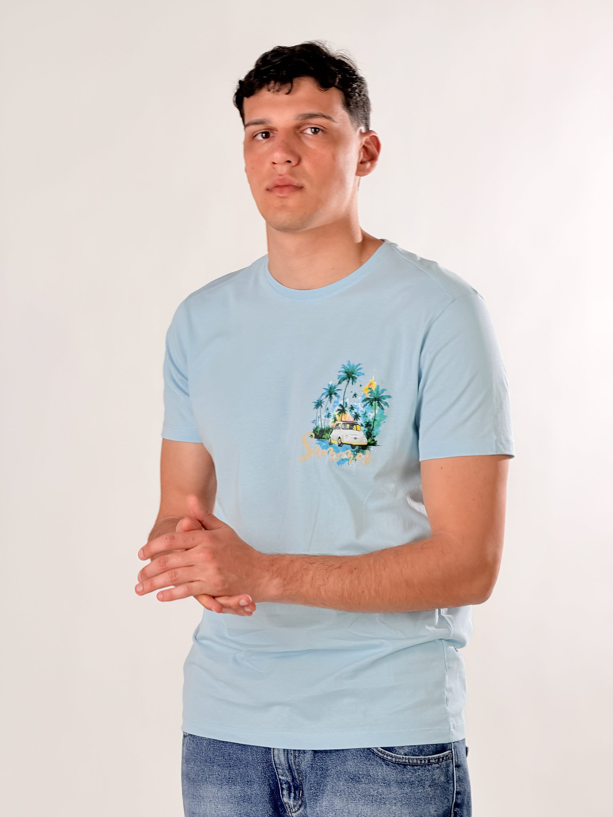 T_shirt summer miami base fit|Colore:Polvere