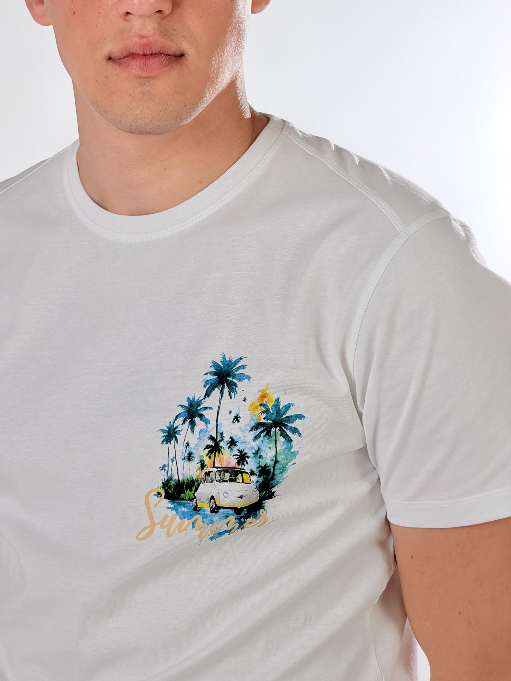 T_shirt summer miami base fit|Colore:Bianco