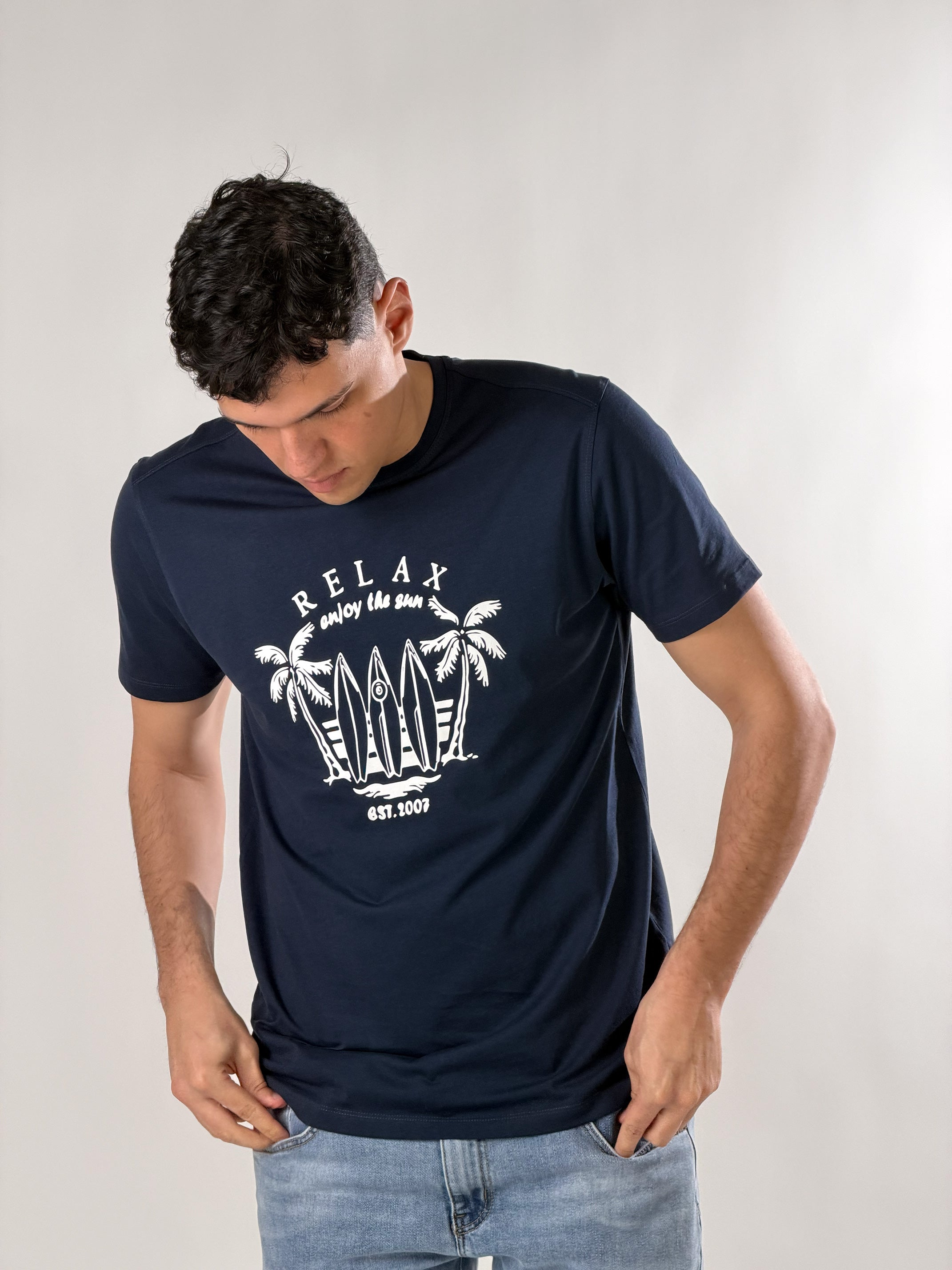 T -Shirt RELAX enjoy the sun|Colore:Blu chiaro