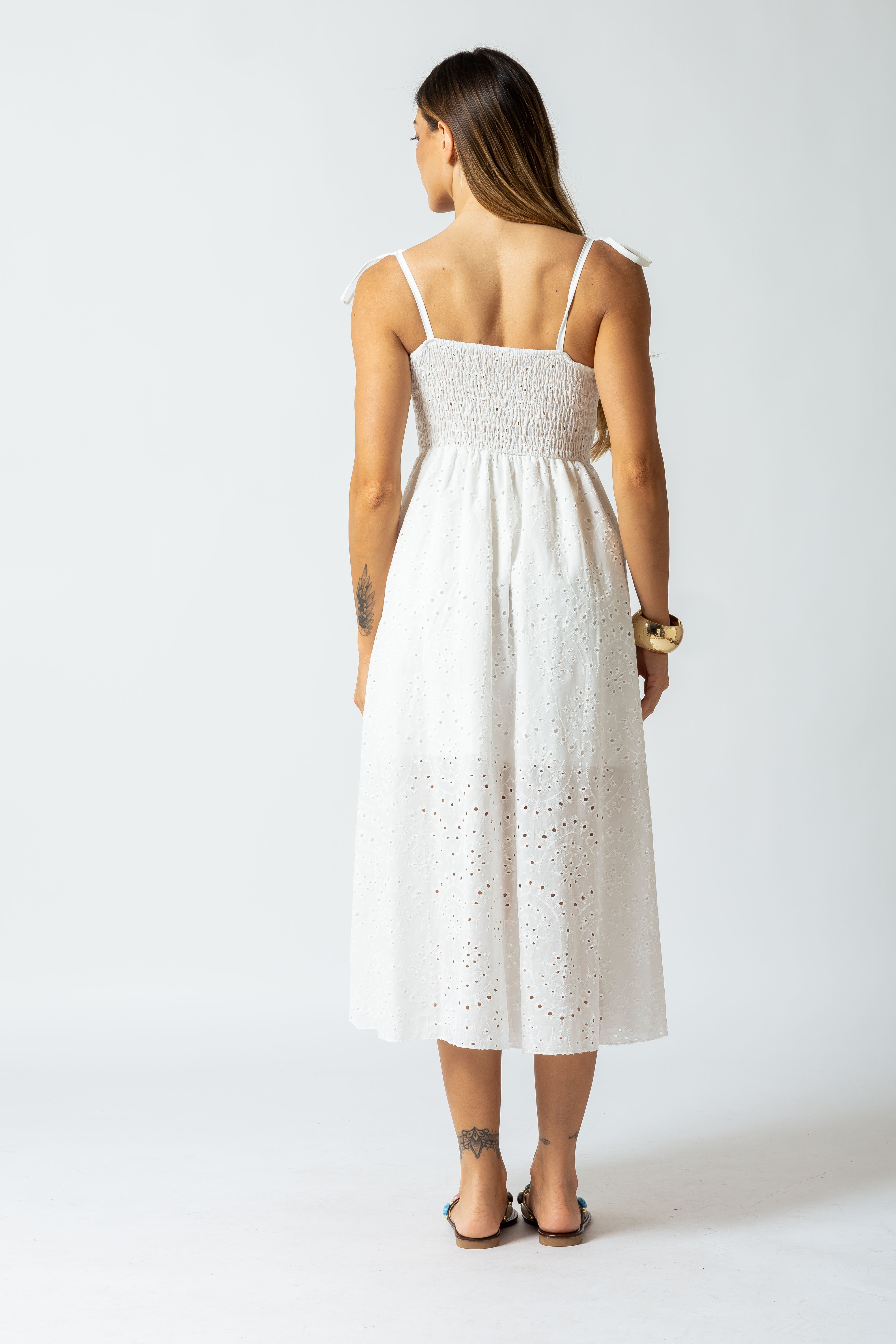 Abito Bustier in Pizzo Sanagllo|Colore:Bianco