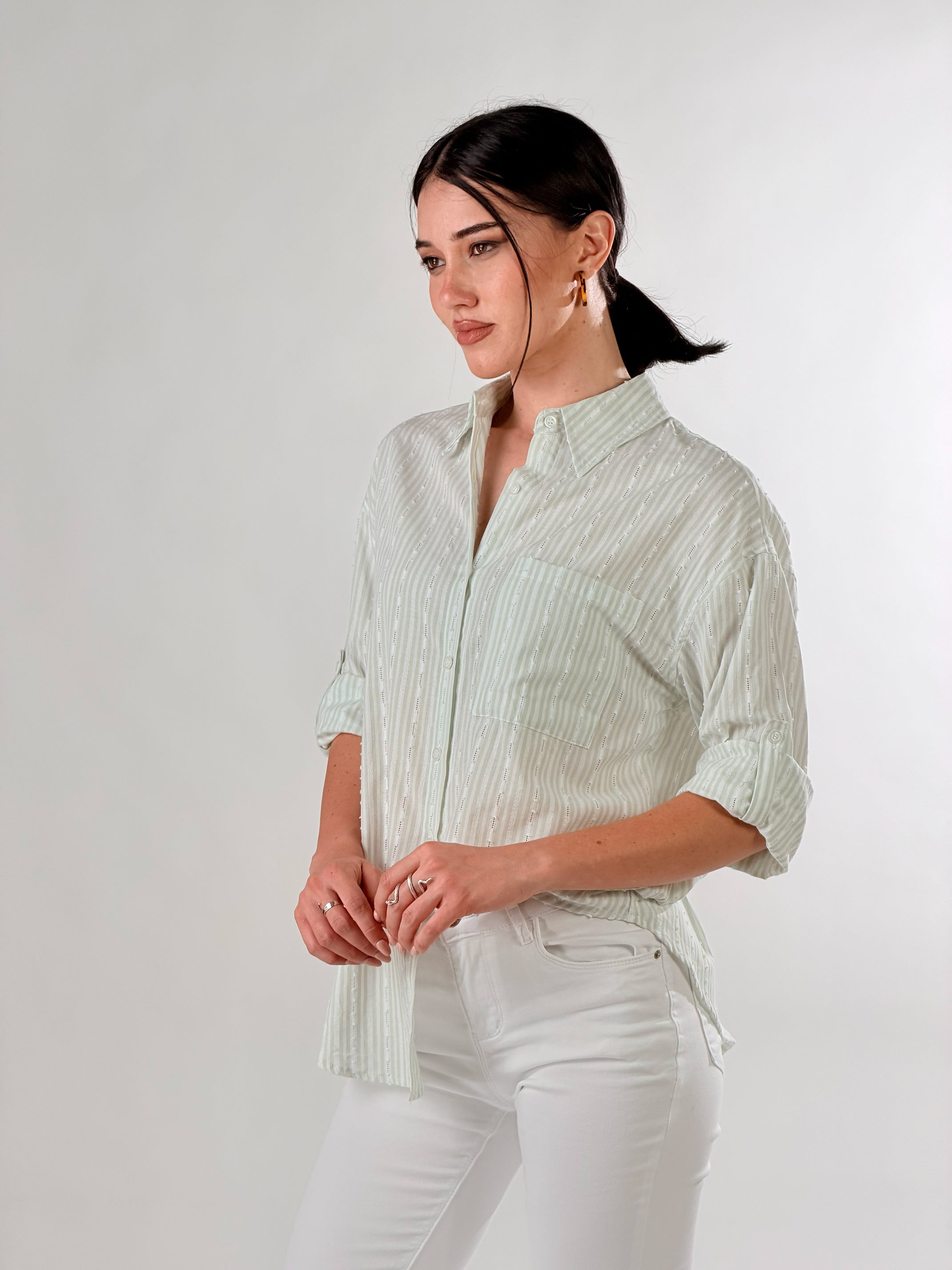 Camicia Oversize  con  ricami geometrici|Colore:Blu scuro