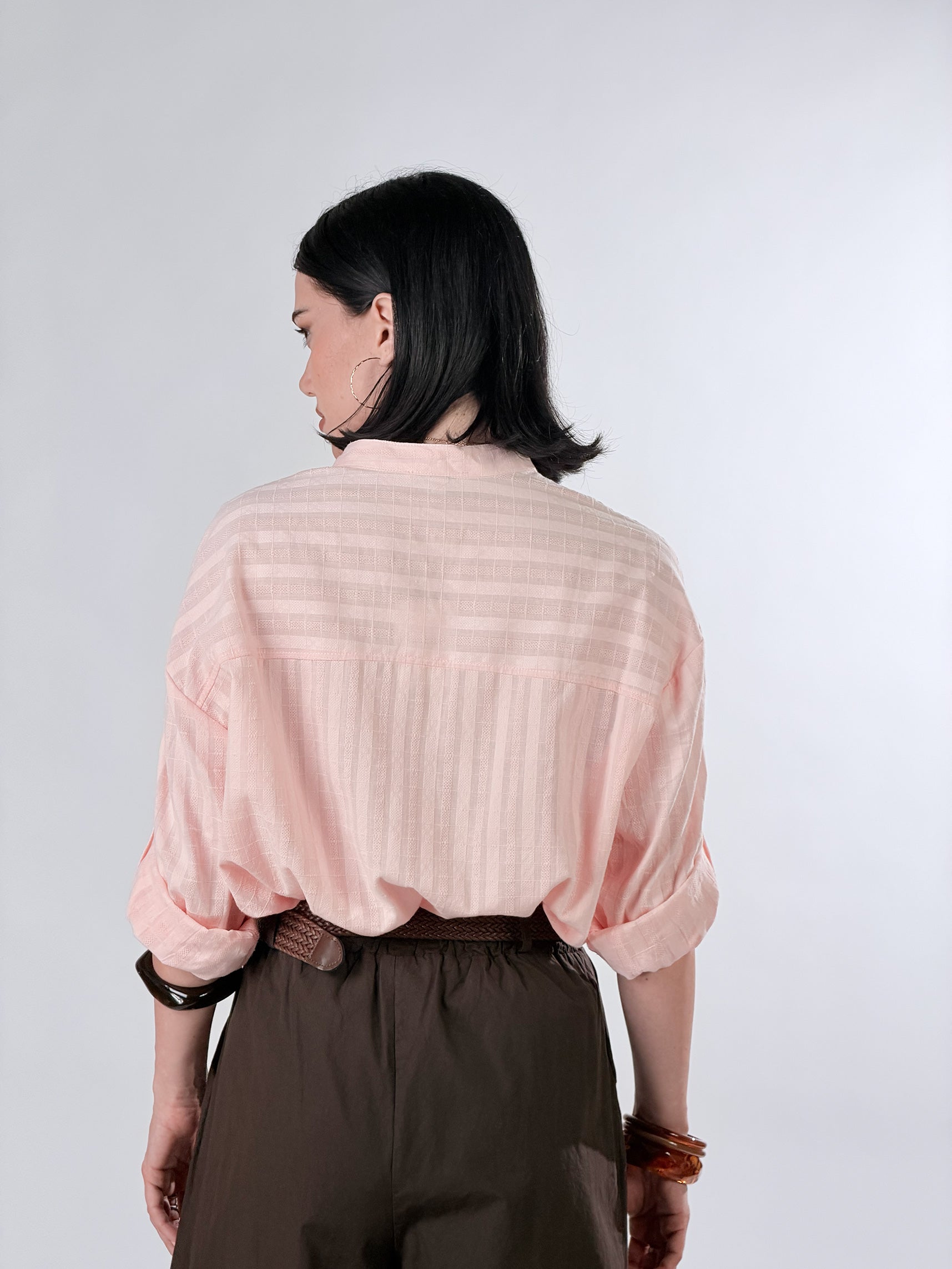 Camicia Coreana con trama |Colore:Rosa