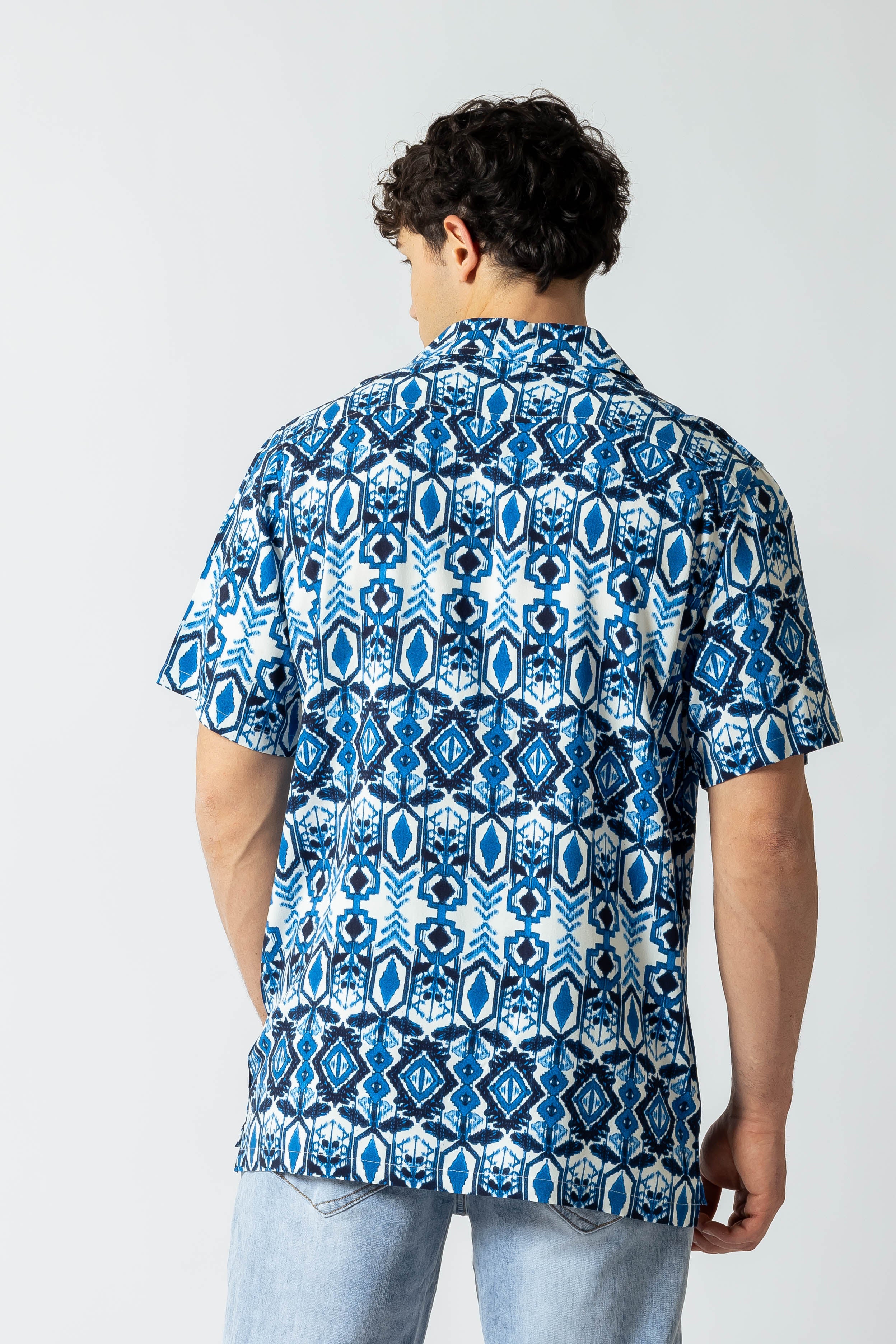 Camicia con stampa azteca|Colore:Blu