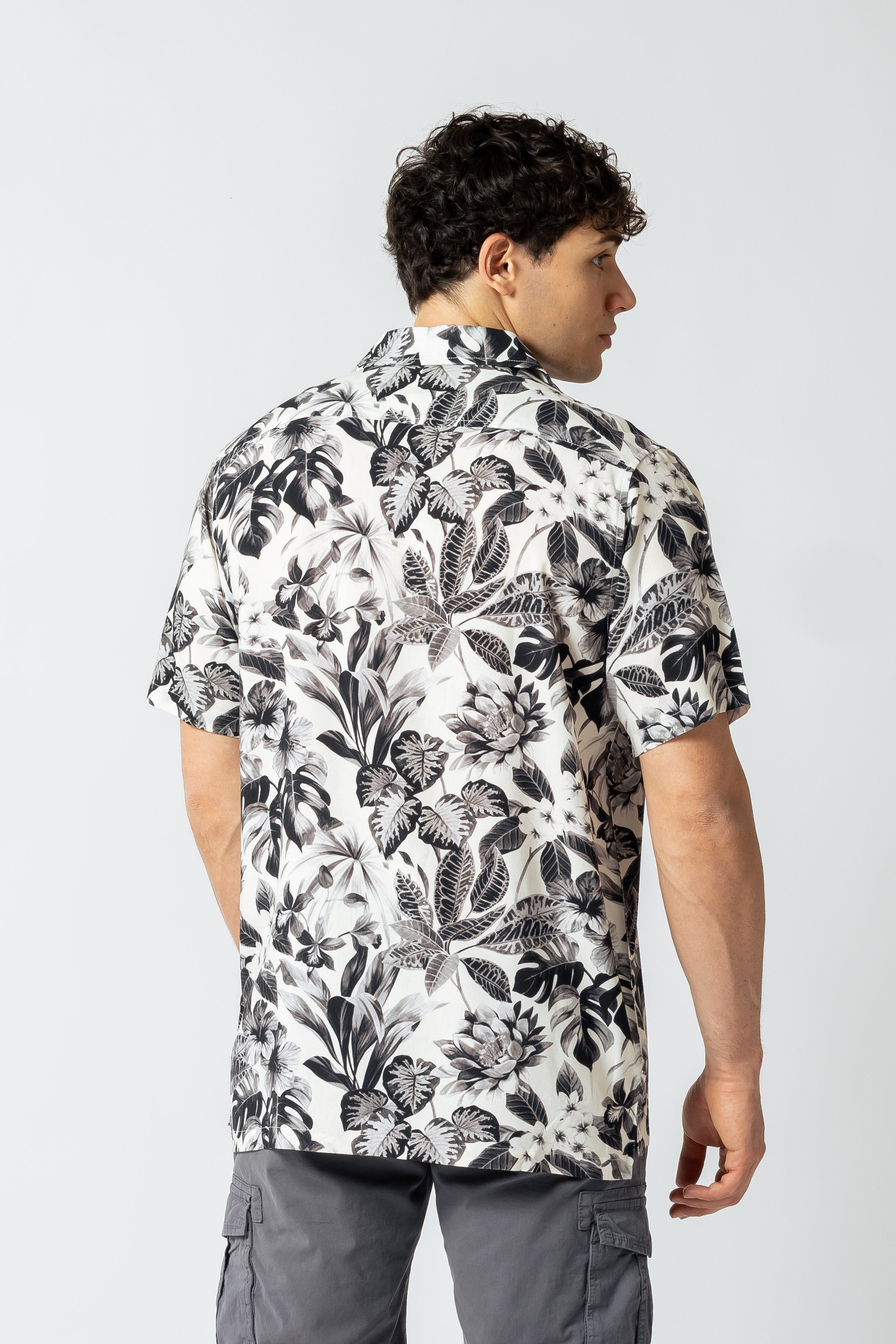 Camicia stampa Hawaiana monocolore|Colore:Nero
