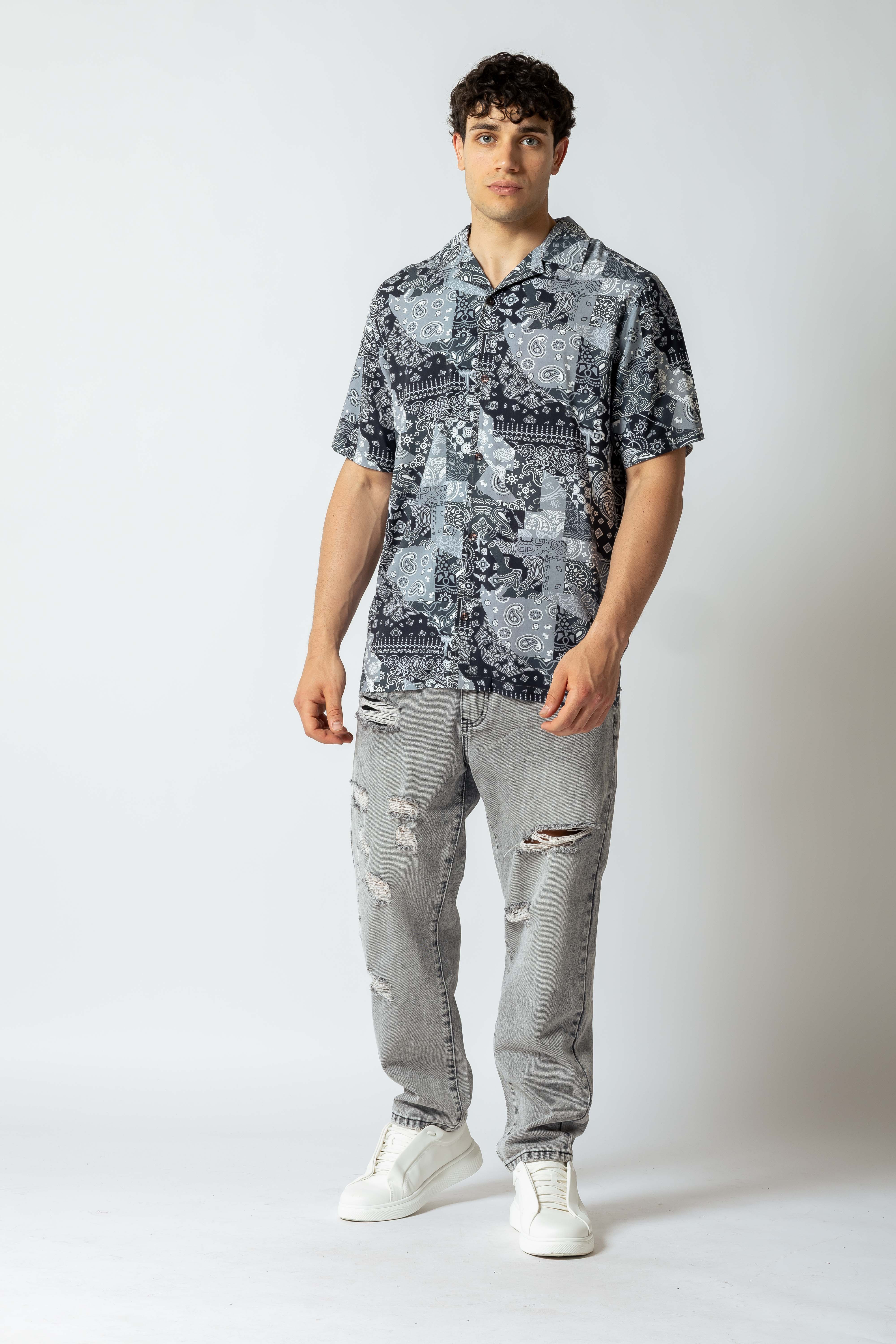 Camicia maniche corte Bnadage|Colore:Nero