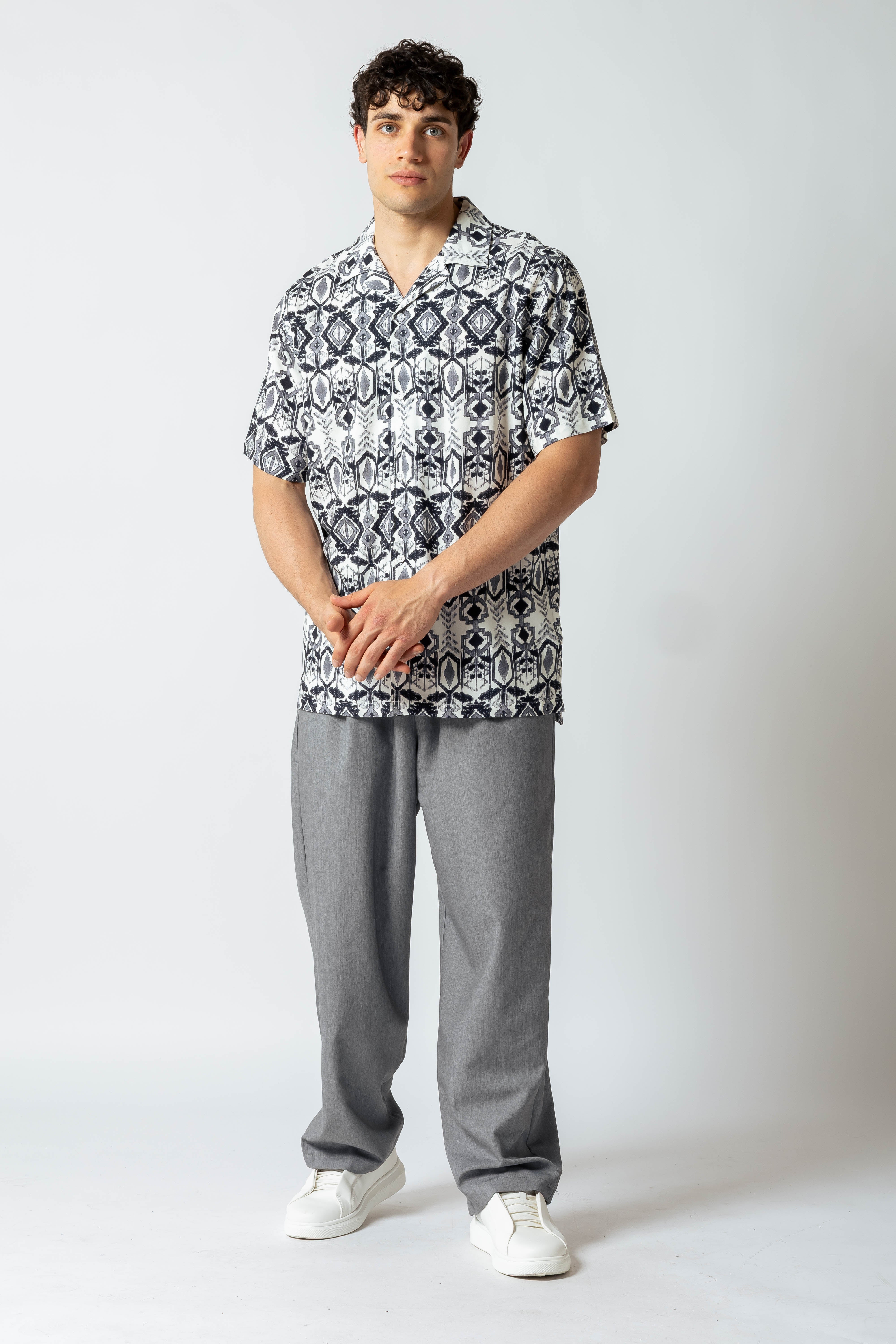 Camicia con stampa azteca|Colore:Grigio