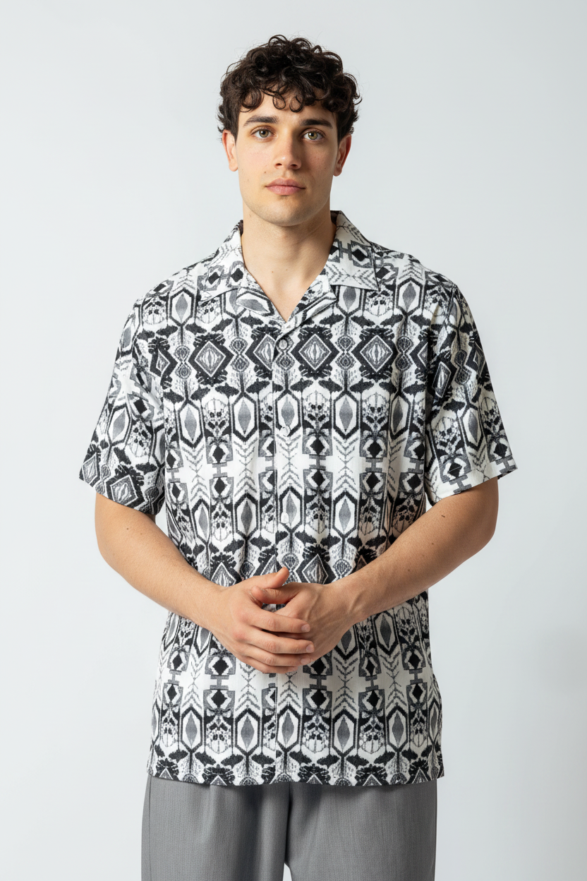 Camicia con stampa azteca|Colore:Grigio