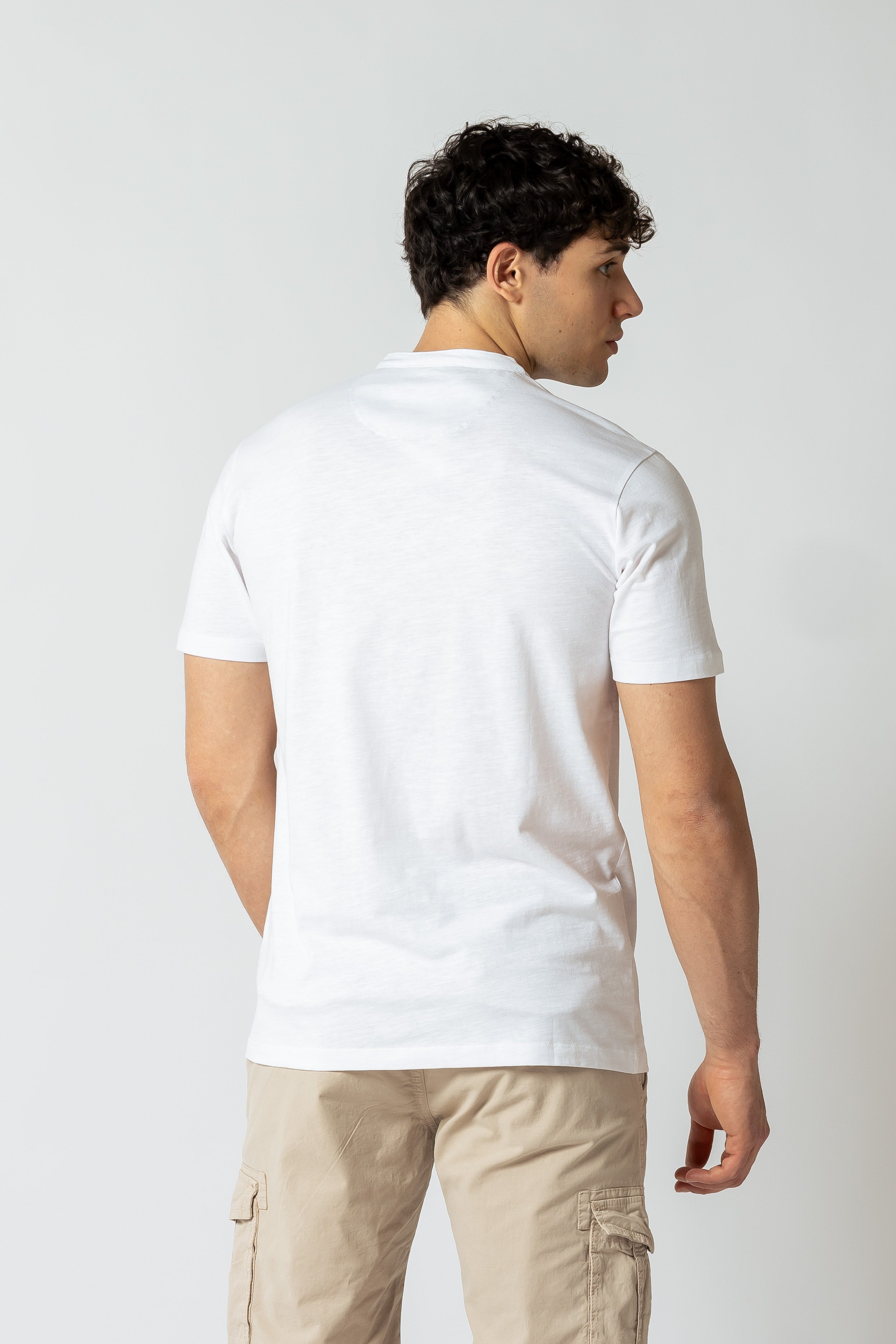 T-shirt serafino con taschino|Colore:Bianco
