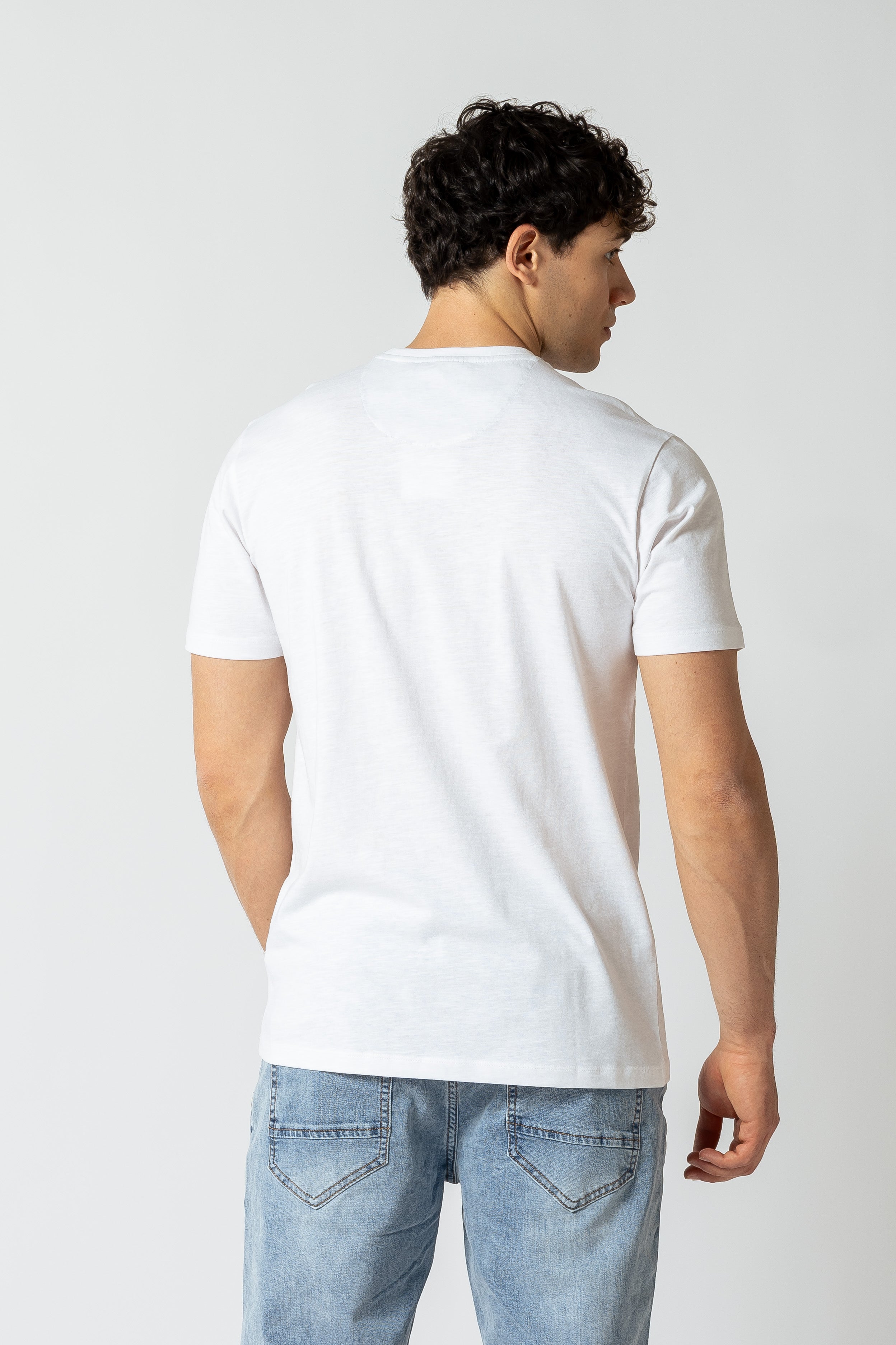 T- Shirt girocollo con taschino|Colore:Bianco