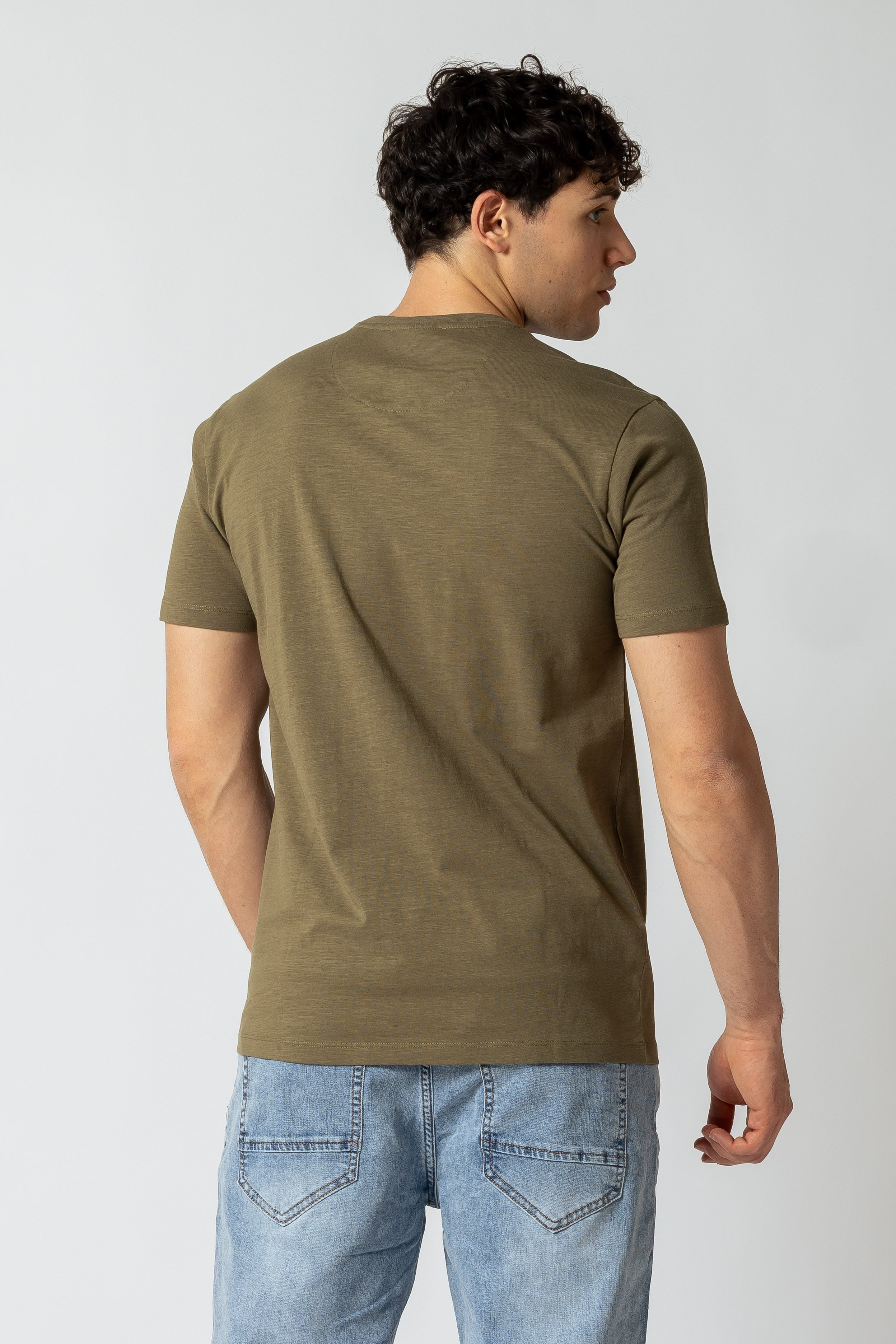 T- Shirt girocollo con taschino|Colore:Verde salvia