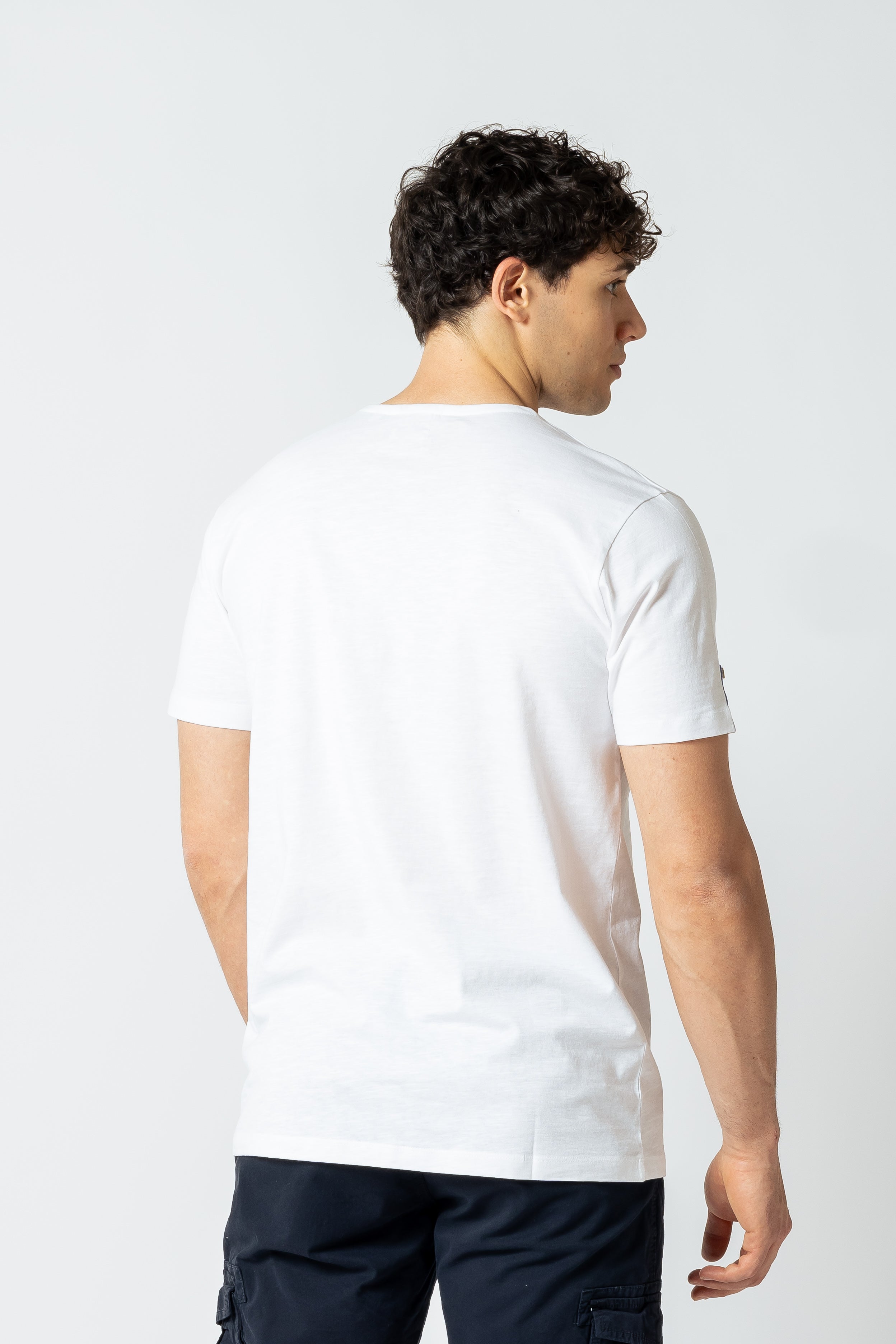 T-Shirt Serafino con inserti|Colore:Bianco